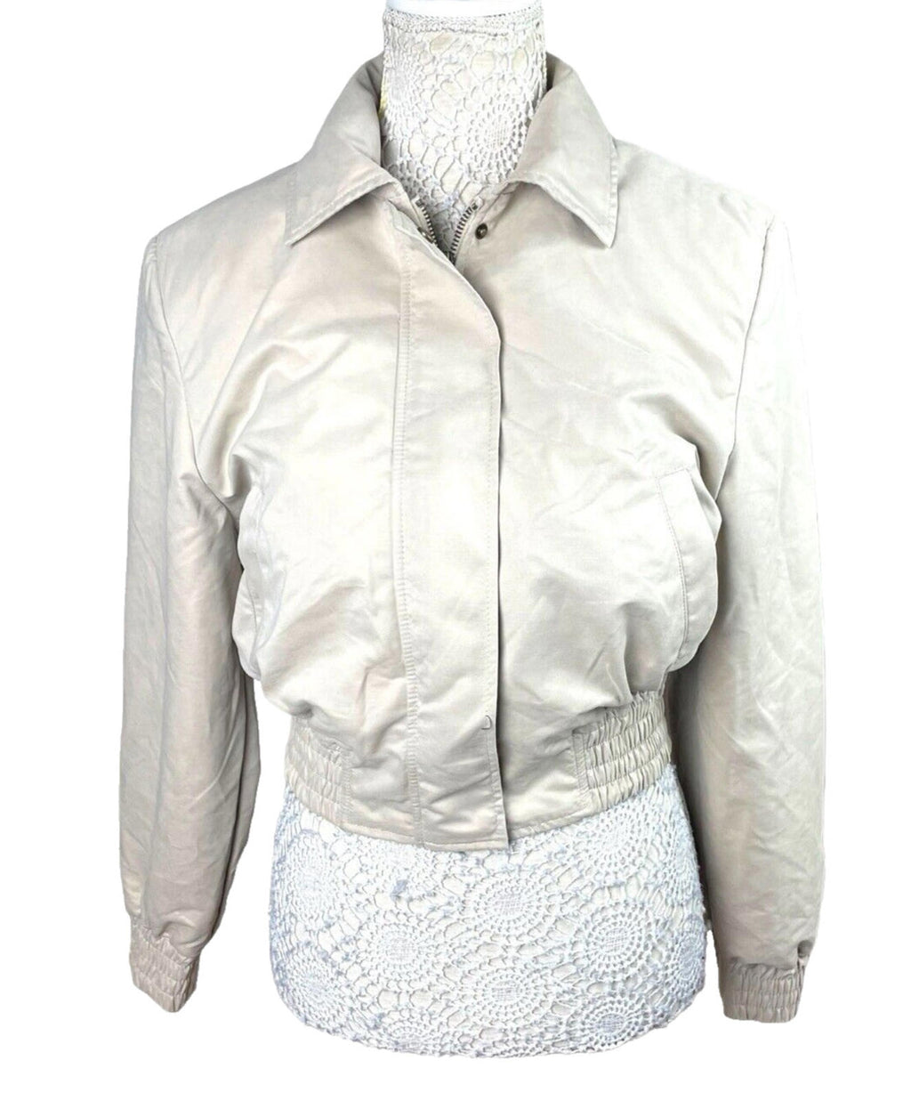 Divided Beige Crop Jacket Soft Touch Shoulder Pads Women’s UK Size XS