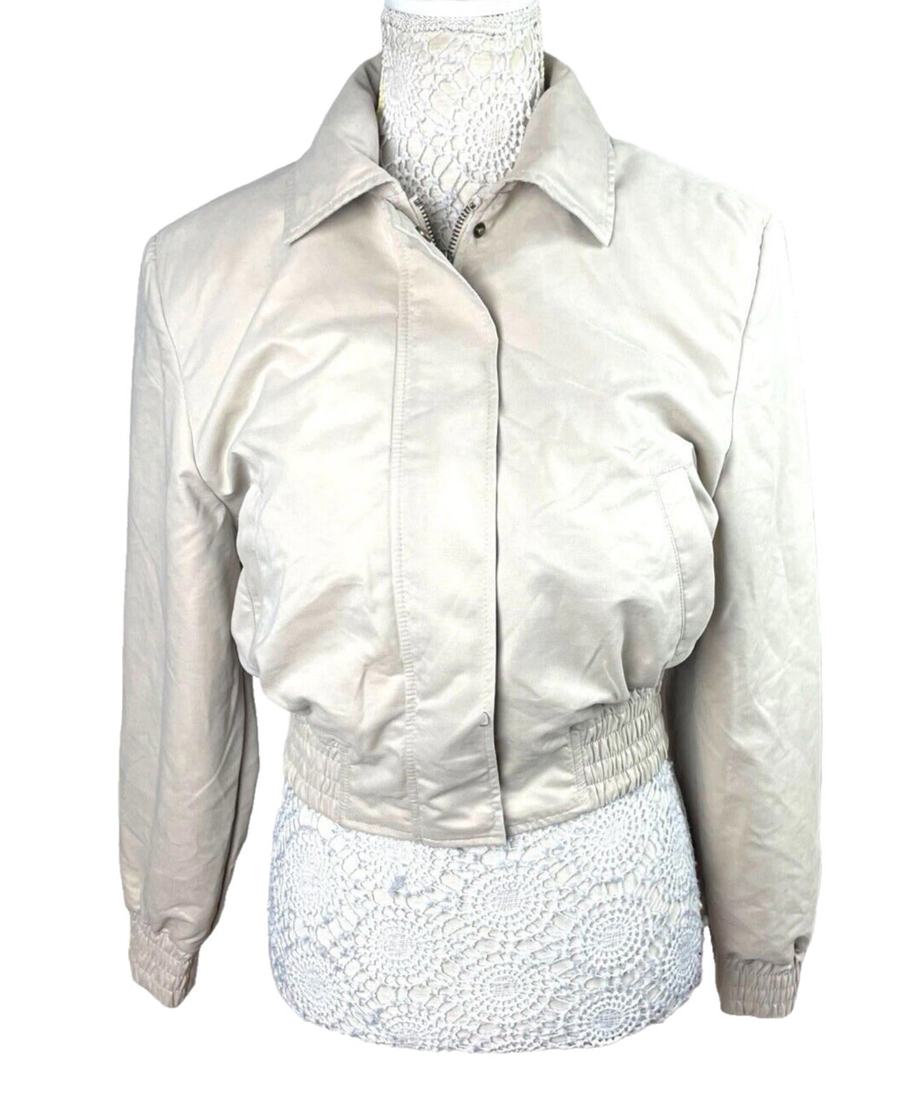 Divided Beige Crop Jacket Soft Touch Shoulder Pads Women’s UK Size XS