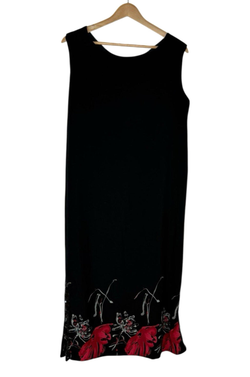Floral Dress Set Women’s UK Size XL (16) Chiffon Midi Cardigan & Scarf Black Red