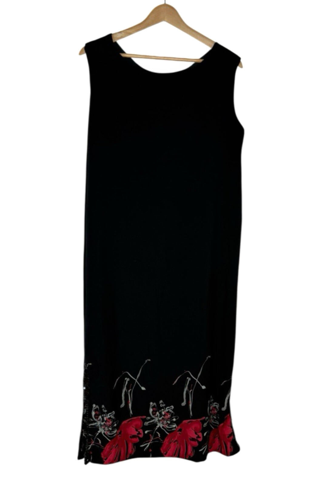 Floral Dress Set Women’s UK Size XL (16) Chiffon Midi Cardigan & Scarf Black Red