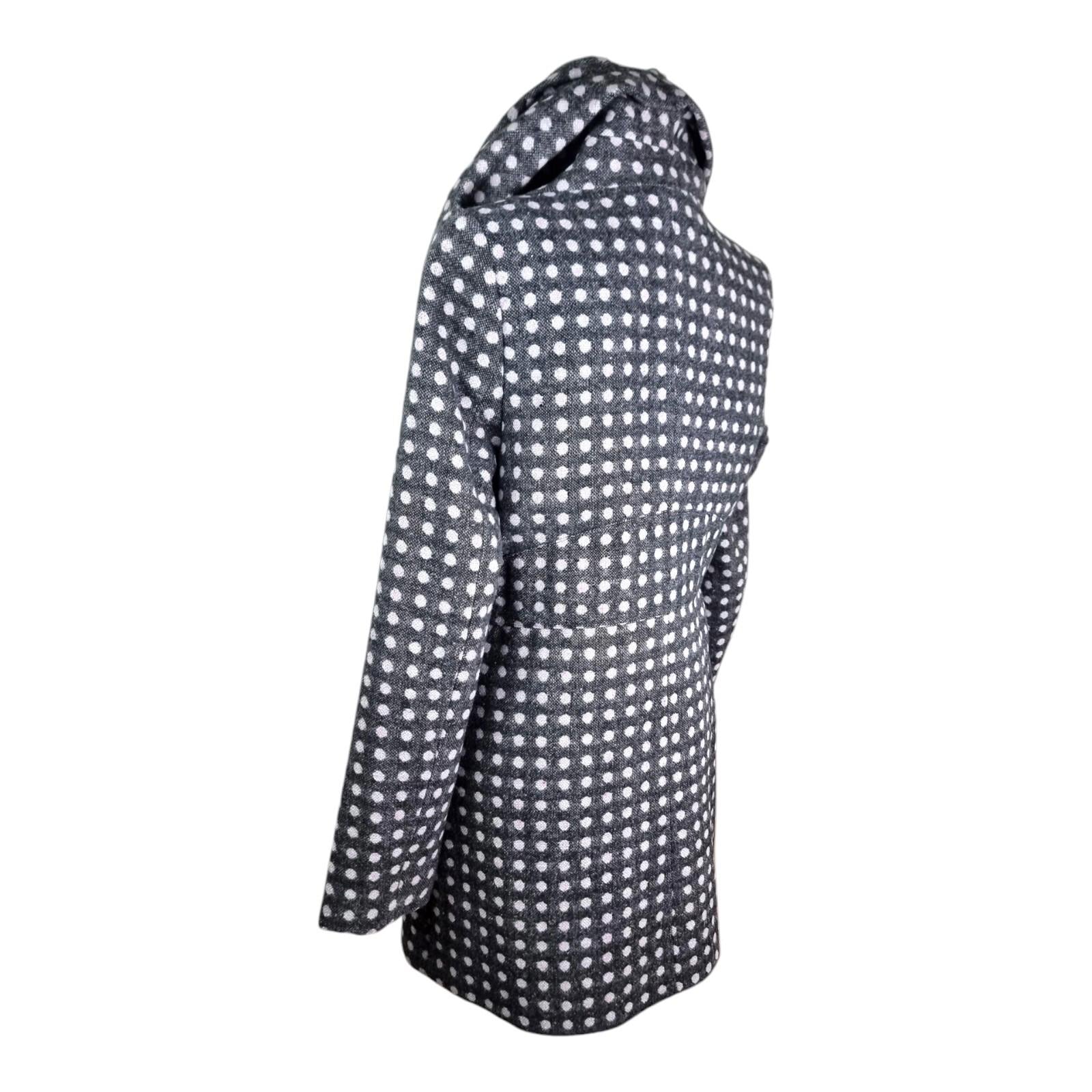 Ringspun Pink Polka Dot Grey Coat Women's UK Size M