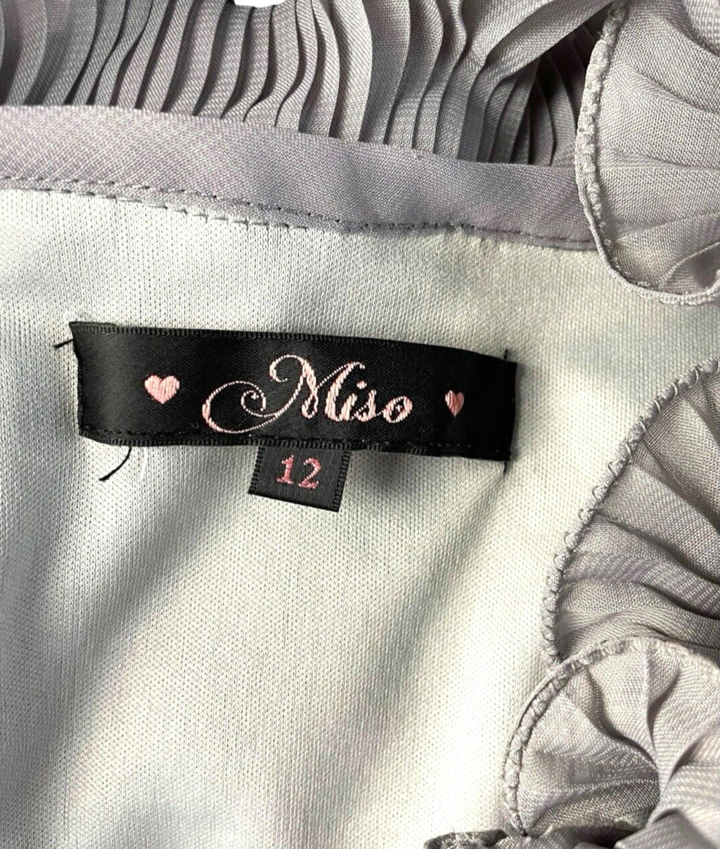 Miso Grey Chiffon Mini Dress Occasion Exaggerated Frill Women’s UK Size 12