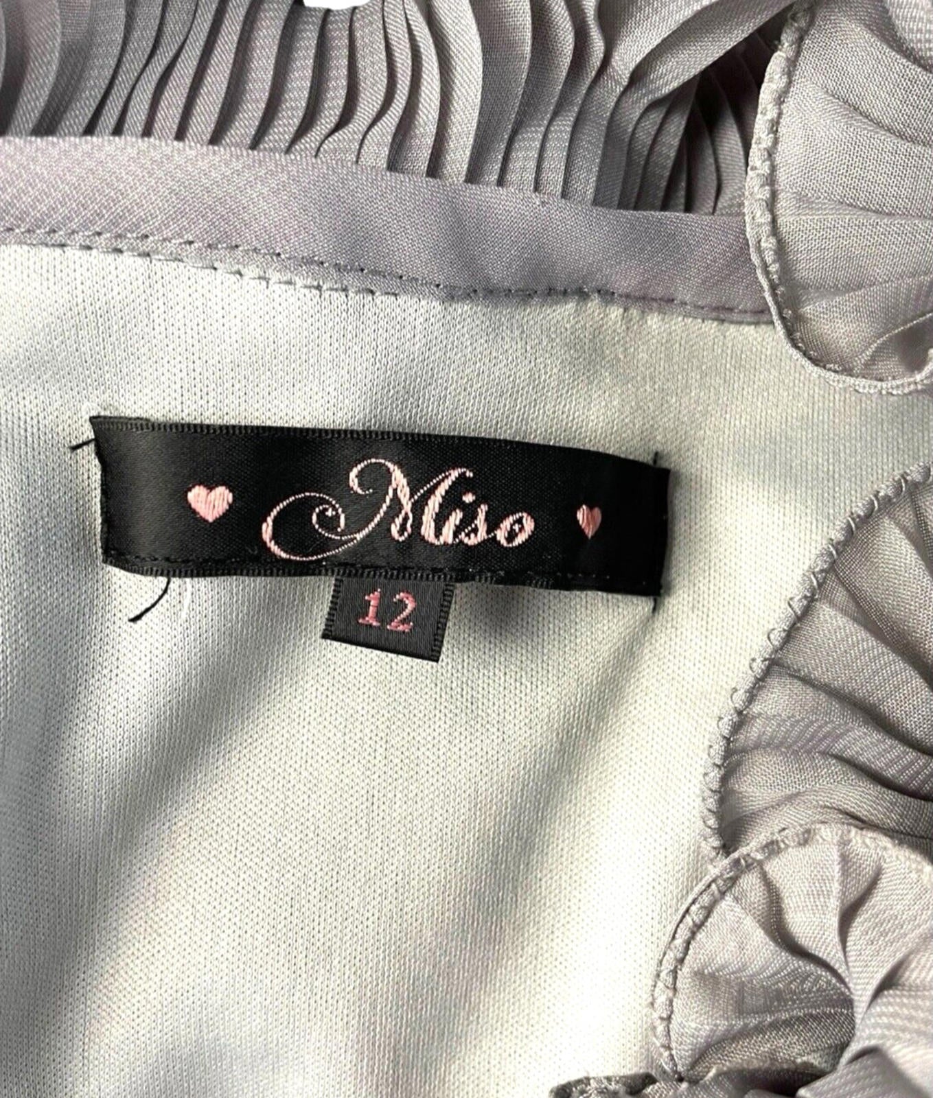 Miso Grey Chiffon Mini Dress Occasion Exaggerated Frill Women’s UK Size 12