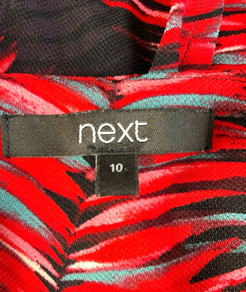 Next Red Leaf Print Tank Top Blouse Square Neck Summer Women’s UK Size 10