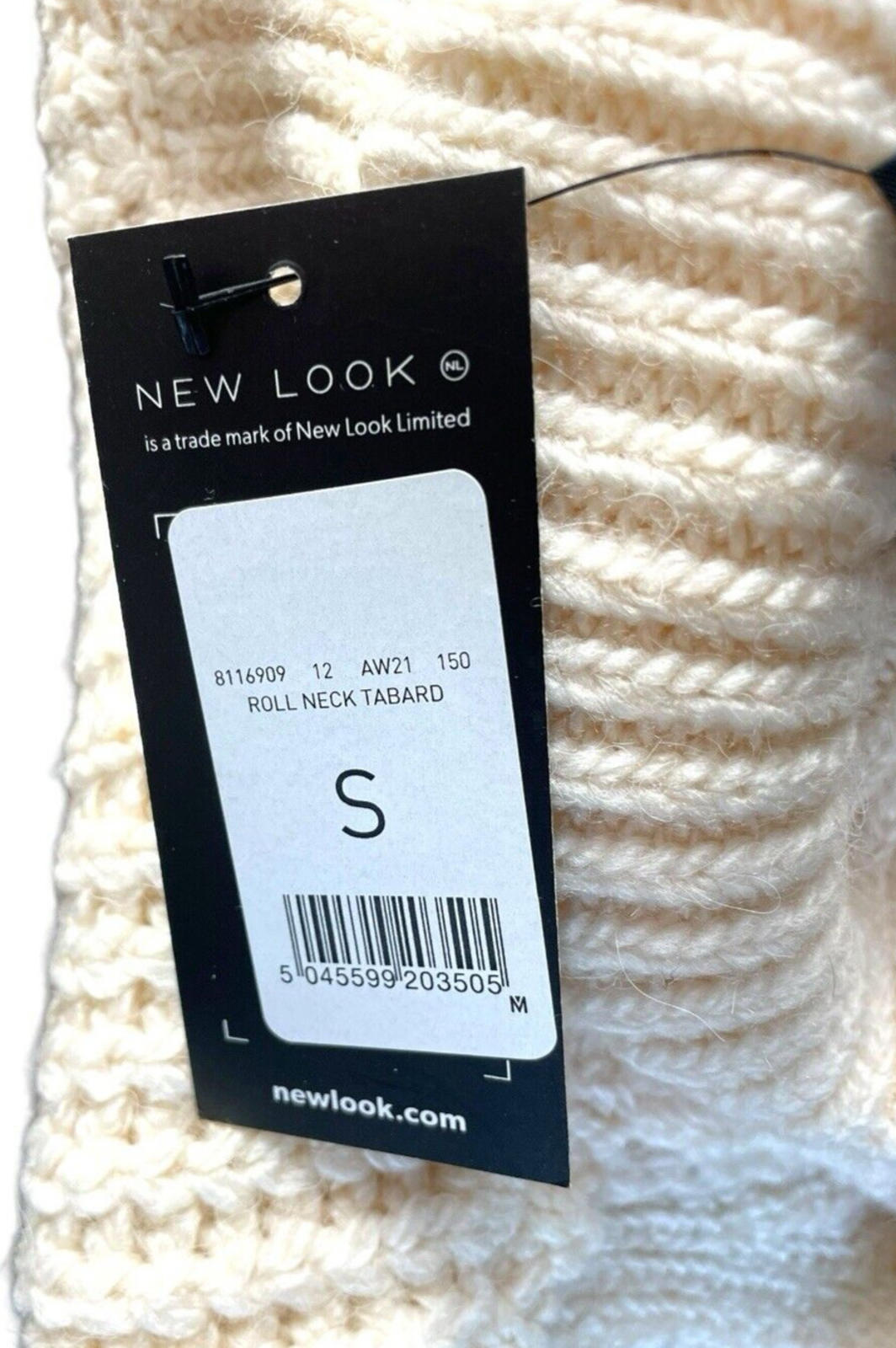 New Look Knit Vest Tapard Jumper Beige Roll Neck Women’s UK Size S