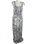 Papaya Maxi Dress Women’s UK Size 16 Black & White Tie Shoulder Abstract Swirl