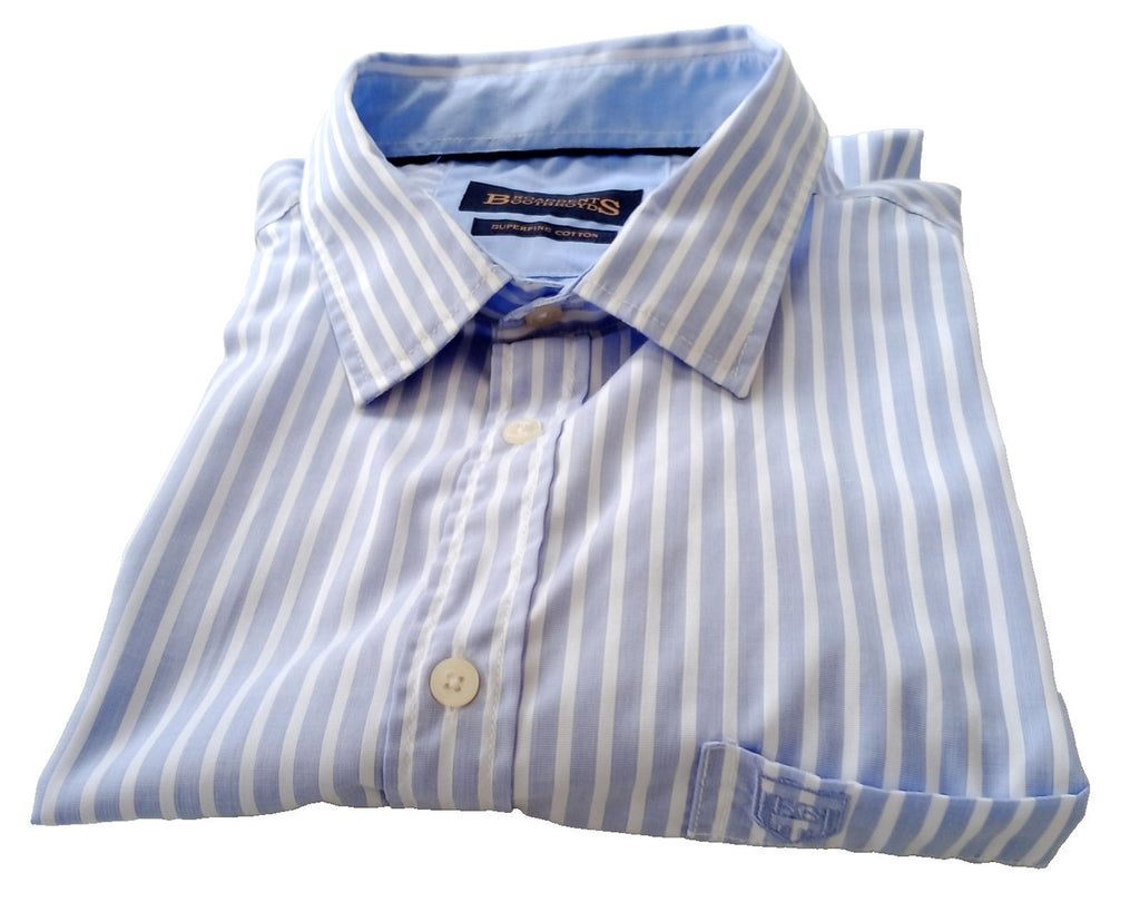 Broadbents & Boothroyds Shirt Men's UK Size 2XL Blue Stripe 100% Cotton Pocket