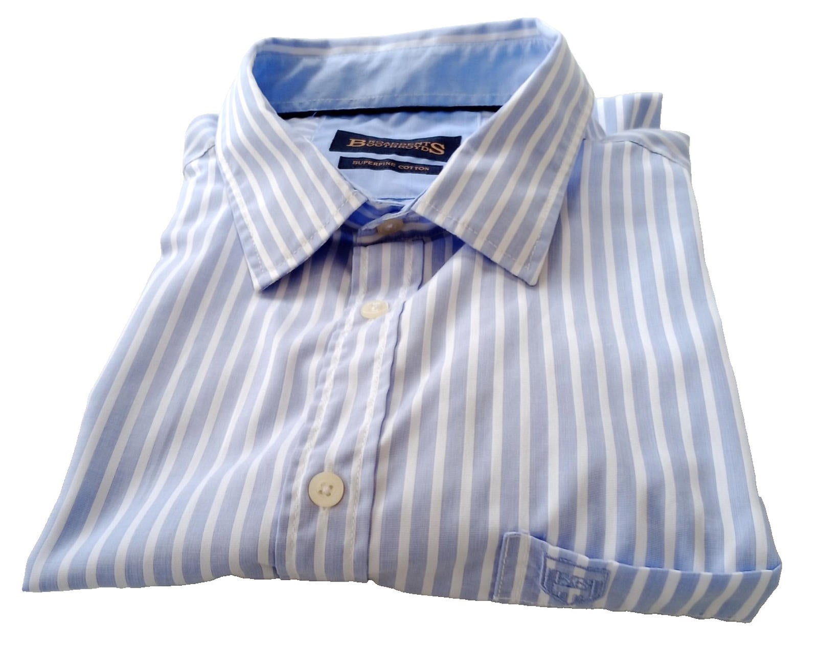 Broadbents & Boothroyds Shirt Men's UK Size 2XL Blue Stripe 100% Cotton Pocket