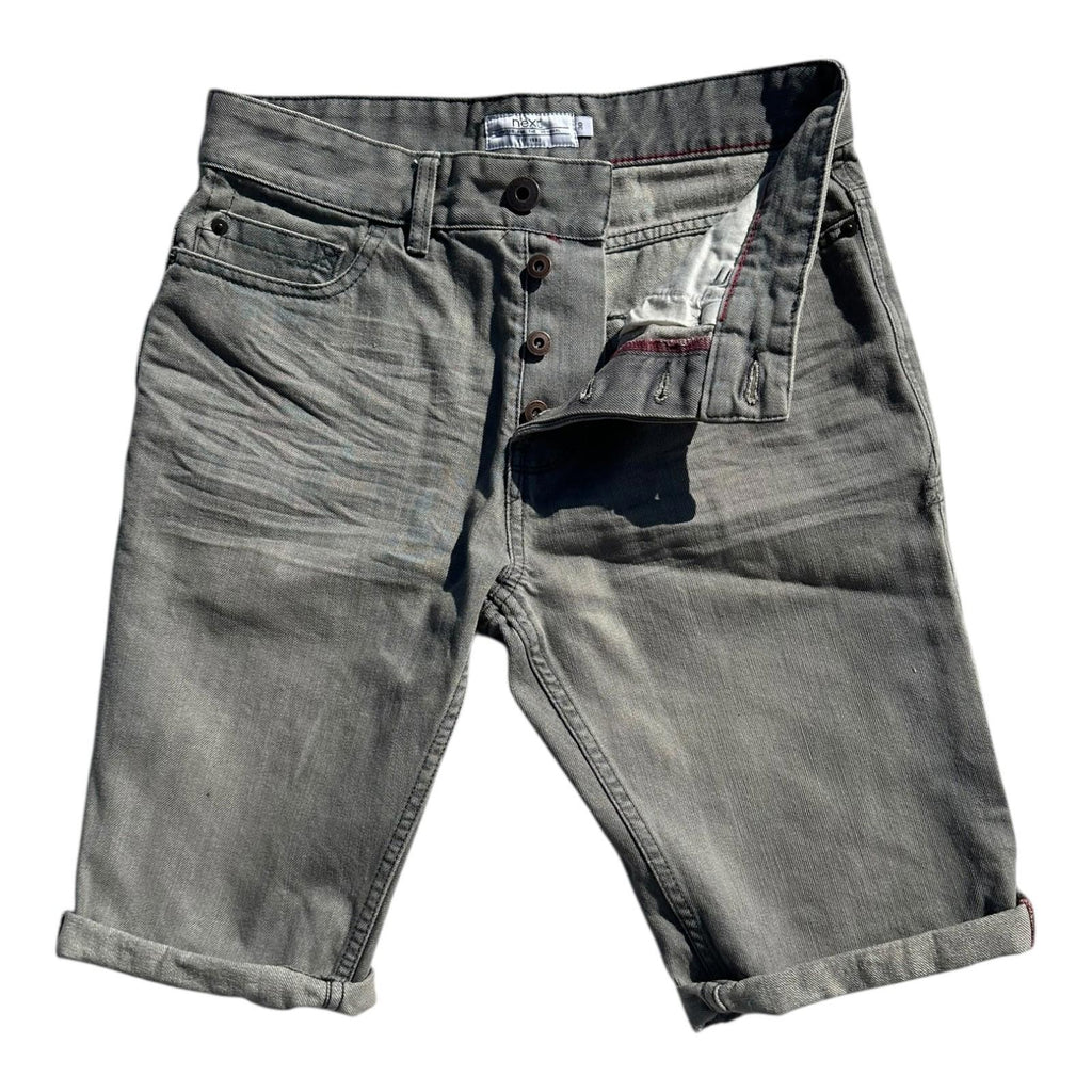 Next Florida Shorts Men's UK Size 30" W Grey Denim Slim Summer Button Up Pockets