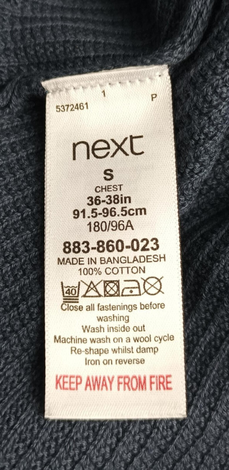 Next Textured Polo T-Shirt Men's UK Size S Blue Short Sleeve 100% Cotton Pocket