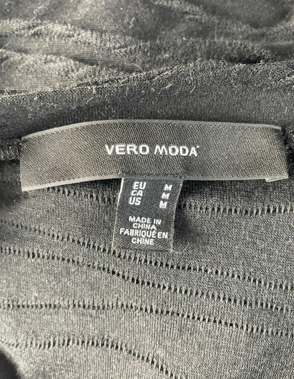Vero Moda Black Textured Crop Top Long Sleeve Women’s UK Size M