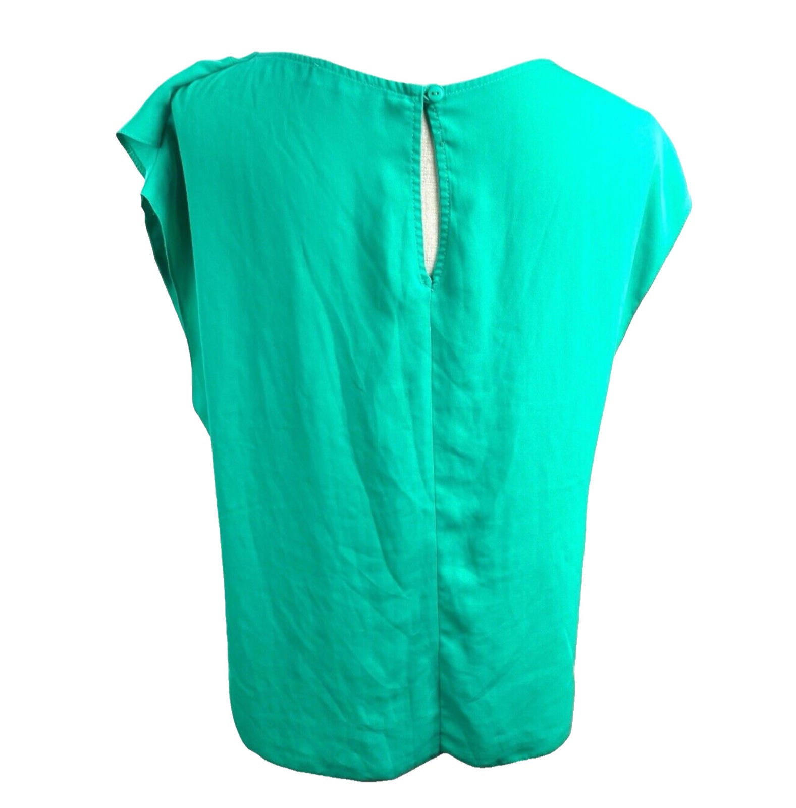 Wallis Layered Ruffle Blouse Women's UK Size 14 Green Frill Chiffon Sleeveless