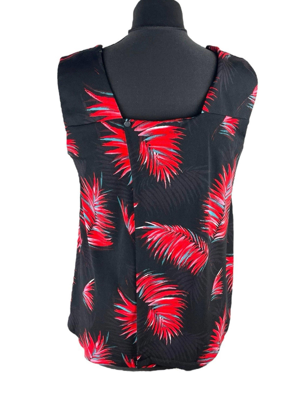 Next Red Leaf Print Tank Top Blouse Square Neck Summer Women’s UK Size 10
