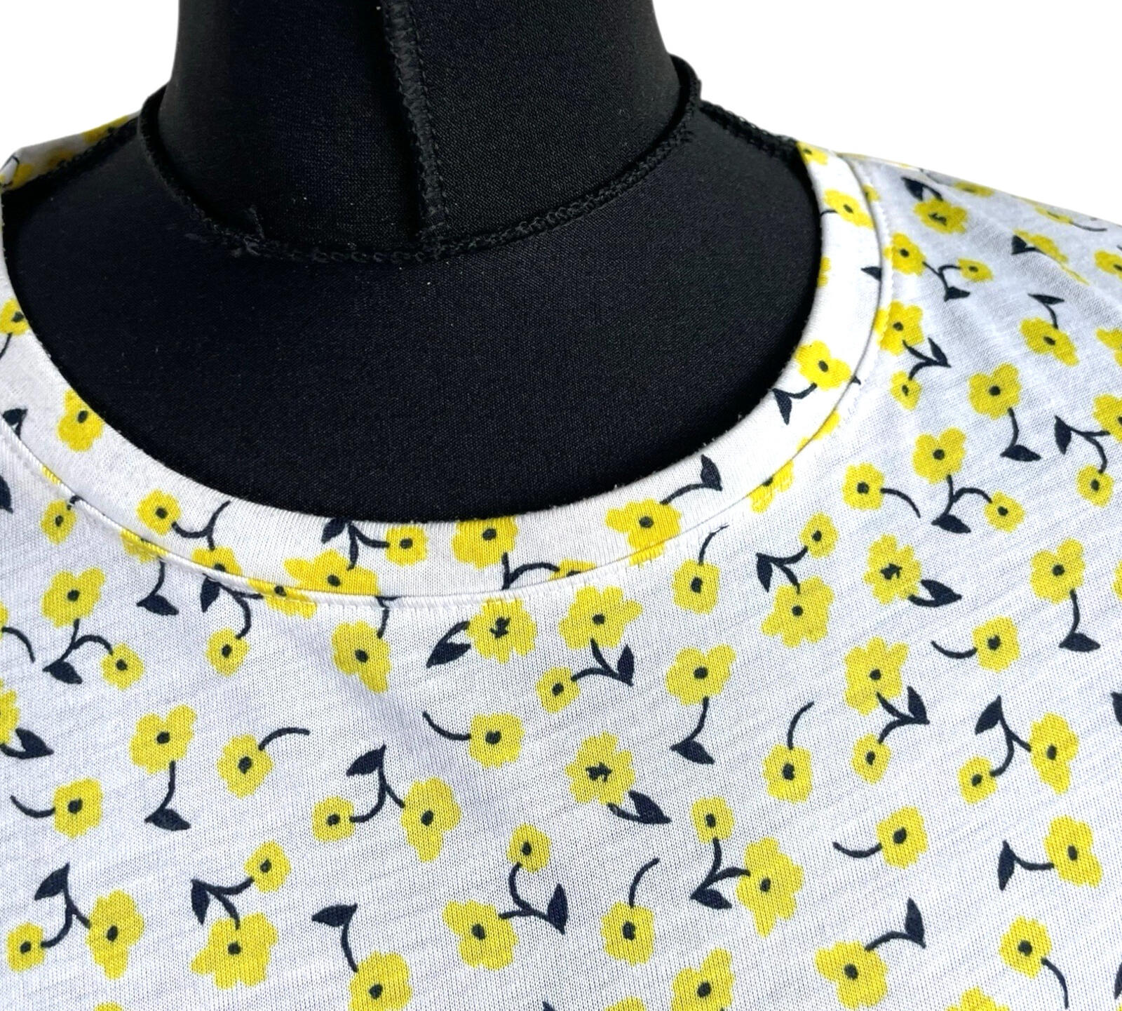 Marks & Spencer White Yellow Floral T-Shirt Blouse Women’s UK Size 14 Crew Neck
