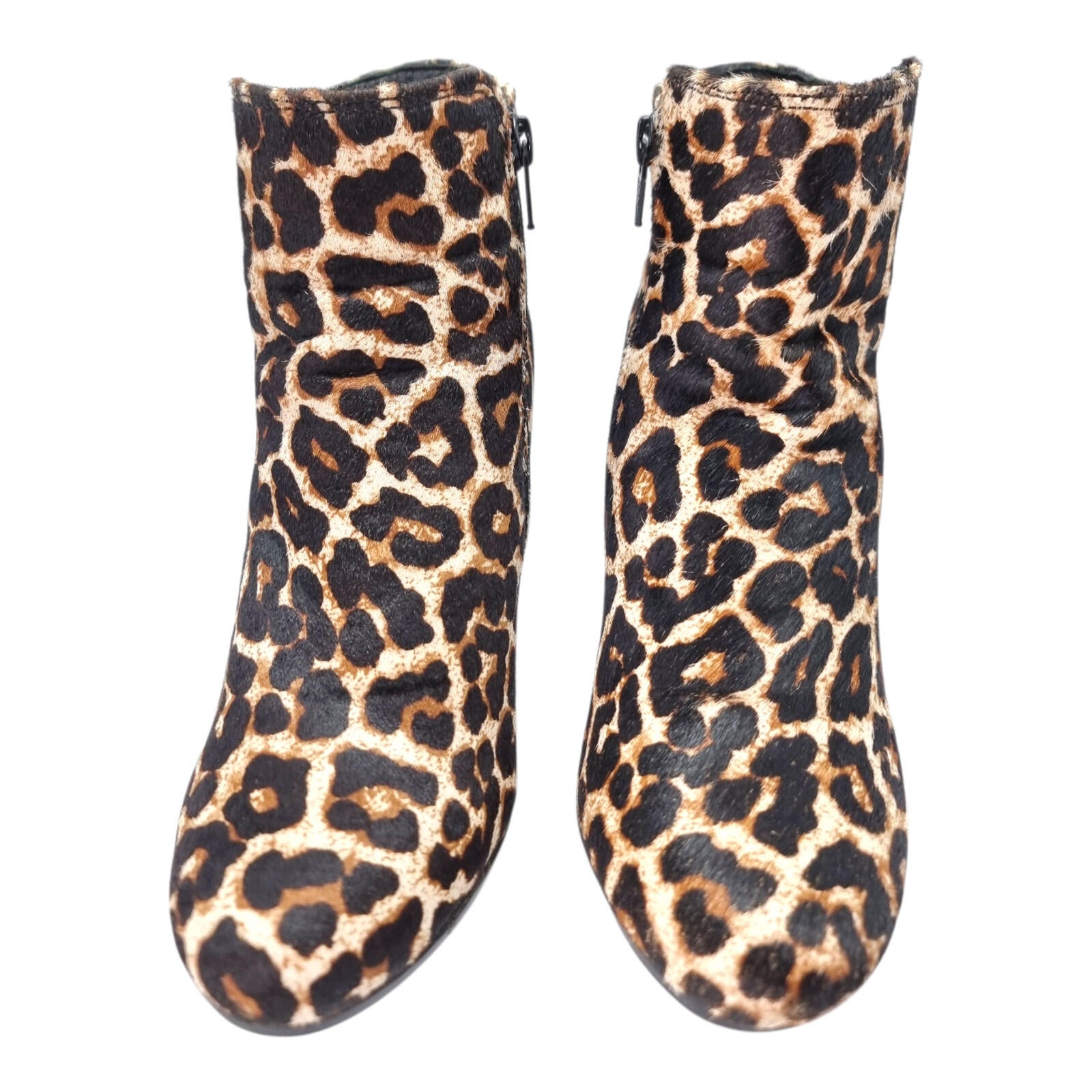 Leopard Print Ankle Boots Women's UK Size 6.5 High Heeled Pony Hair Leather