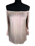 New Look Metallic Top Women’s UK Size 10 Off Shoulder 3/4 Sleeve Rose Gold