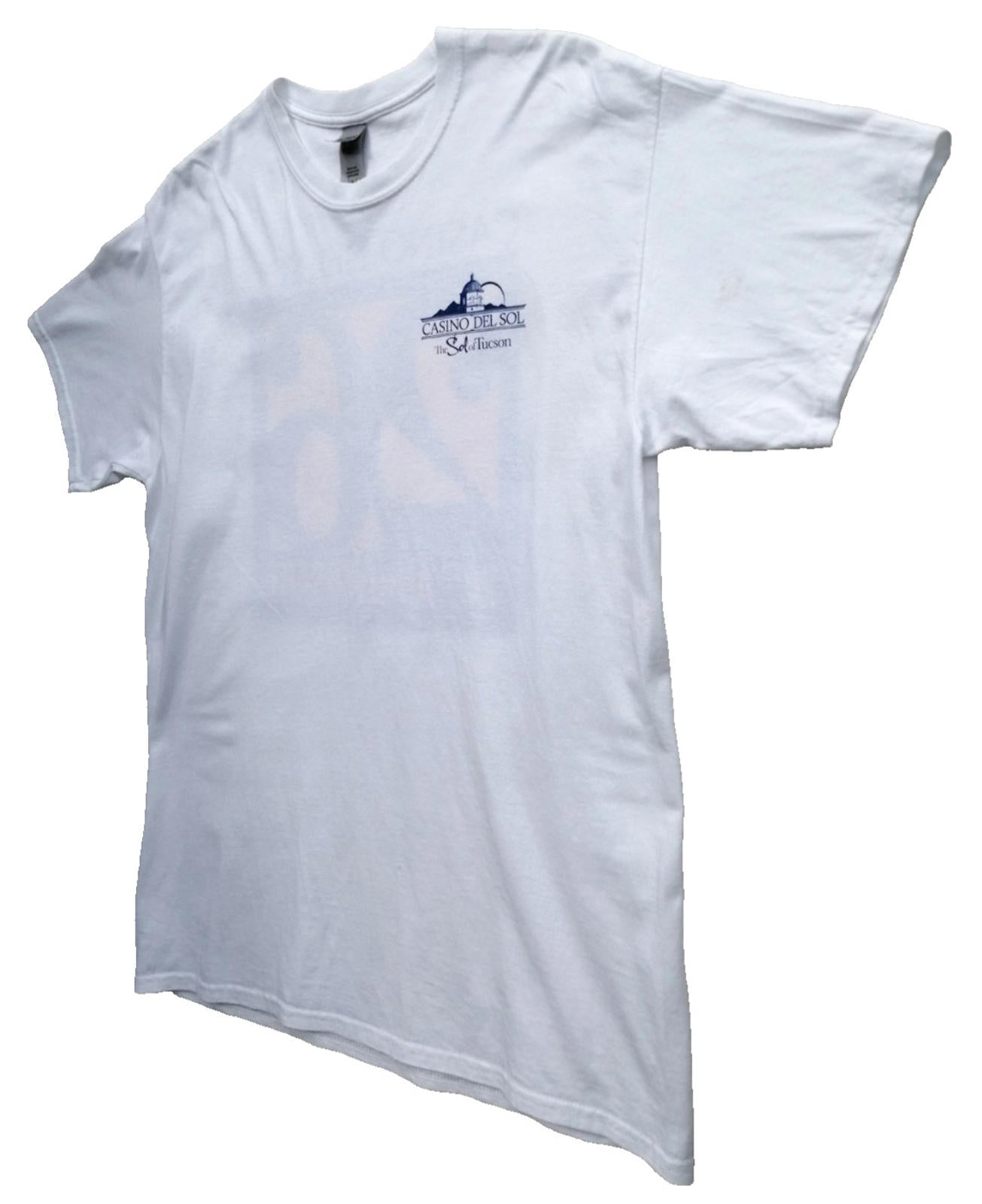 Graphic Print T-Shirt Men's US Size L White Crew Neck 100% Cotton