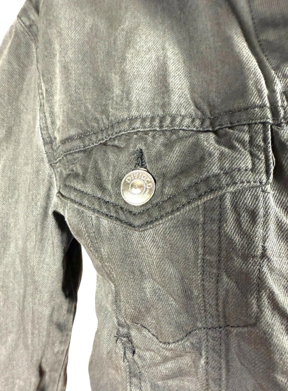 Divided Grey Denim Jacket Collared Pockets Grunge Relaxed Fit Women’s UK Size 6