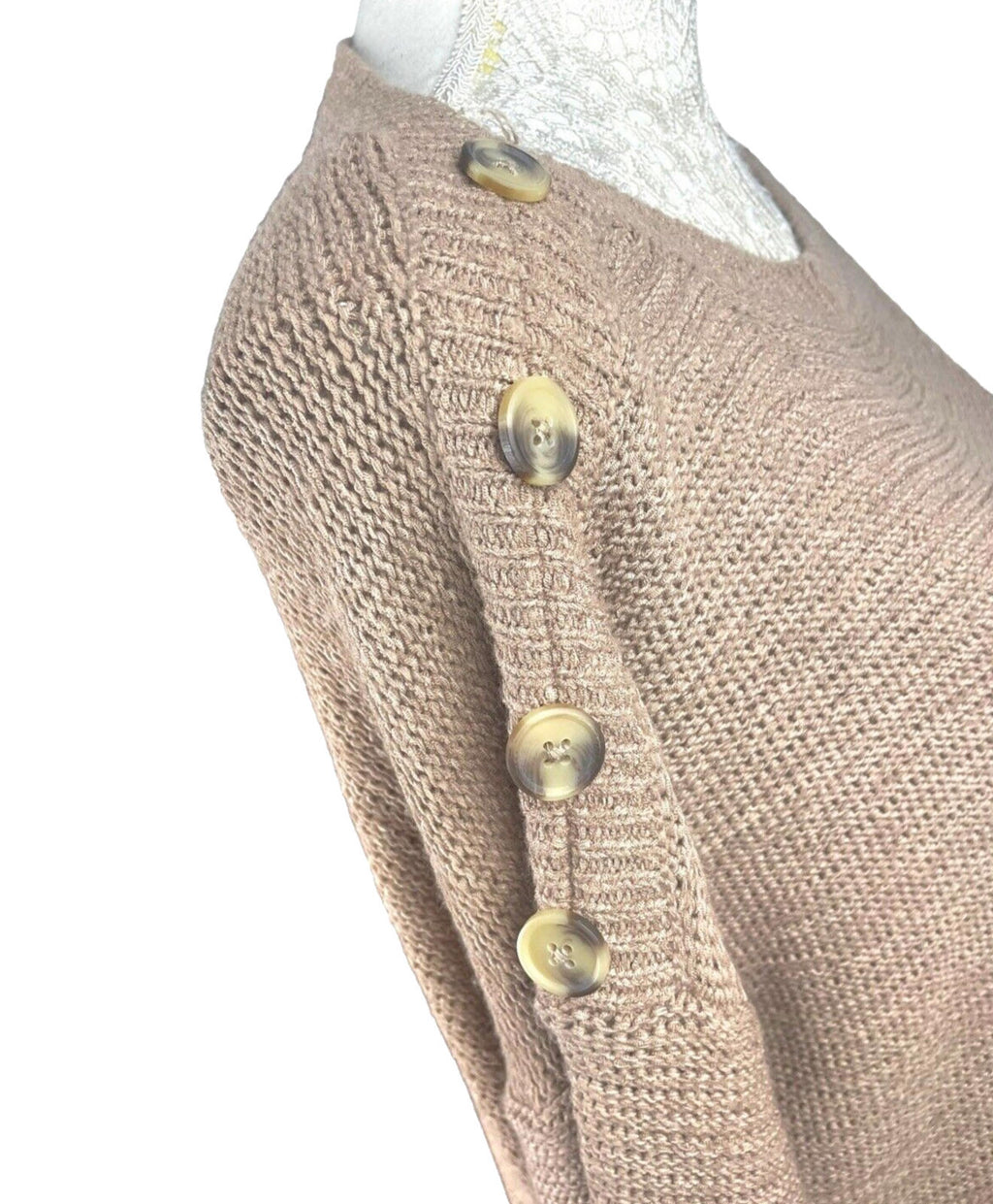 Wallis Knit Jumper Beige With Button Detail Women's UK Size 12-14