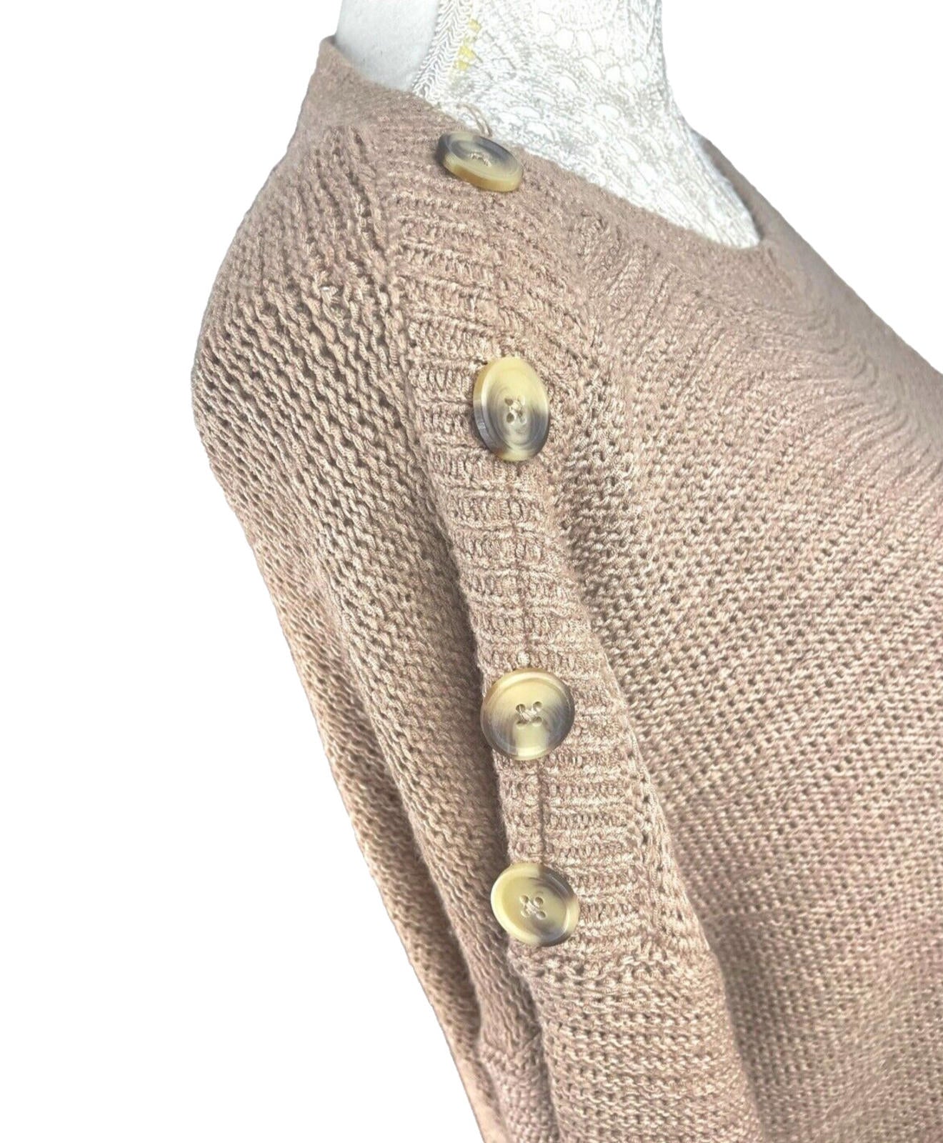 Wallis Knit Jumper Beige With Button Detail Women's UK Size 12-14
