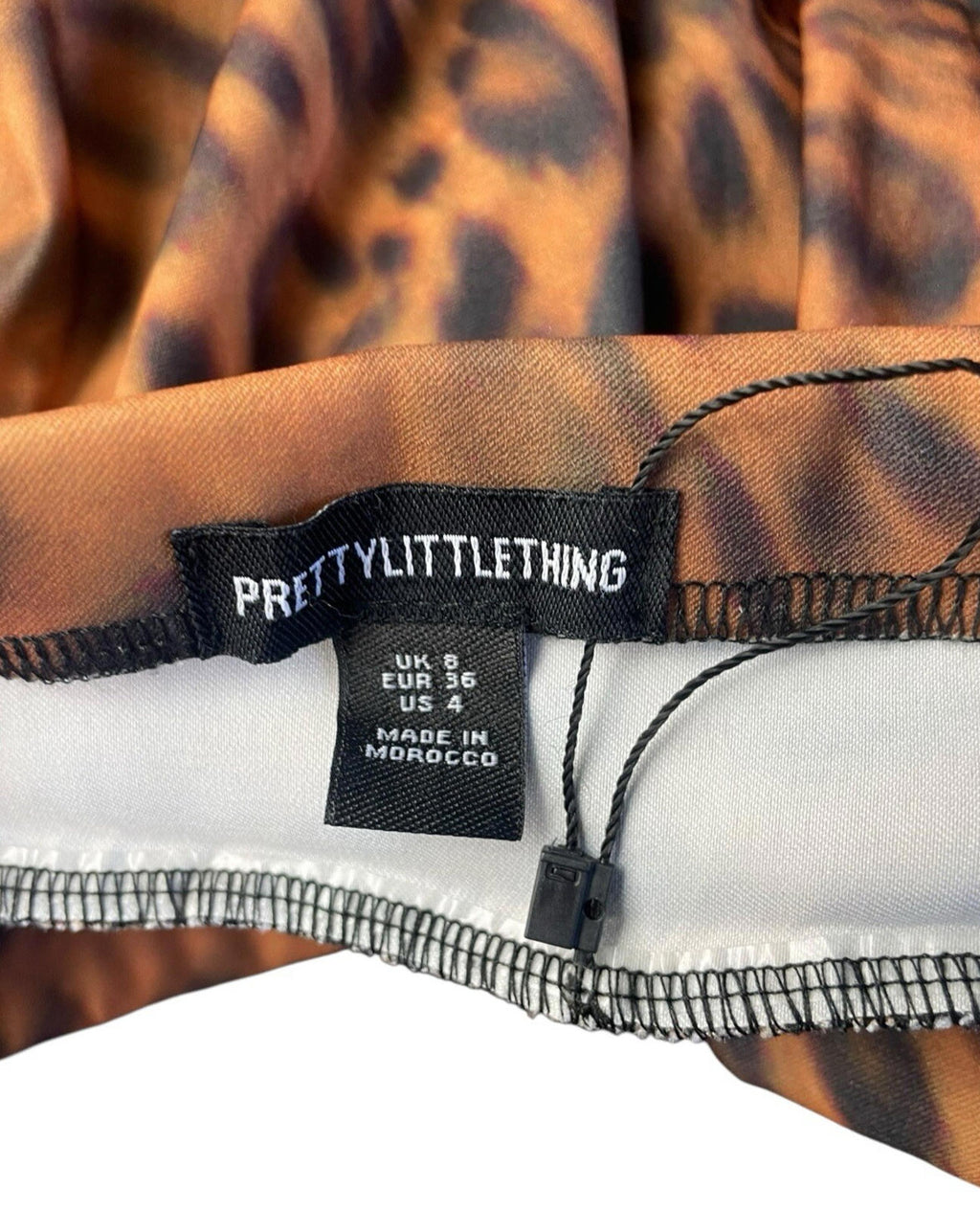 Pretty Little Thing Leopard Print Mini Skirt Bubble Hem Women’s UK Size 8