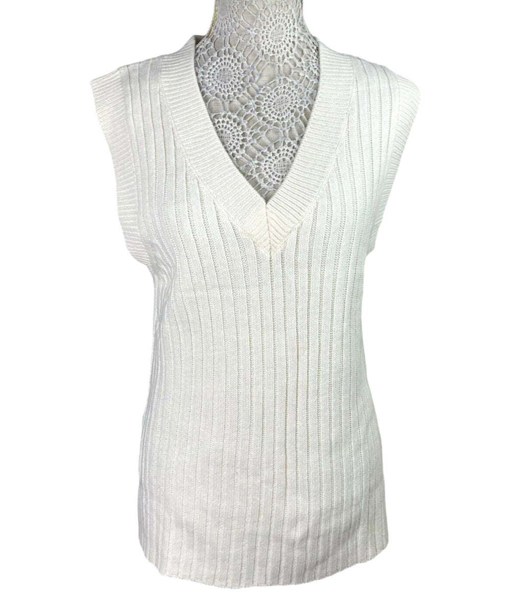 Divided Vest Jumper Light Beige Oversized Rib Knit Women’s UK Size XS