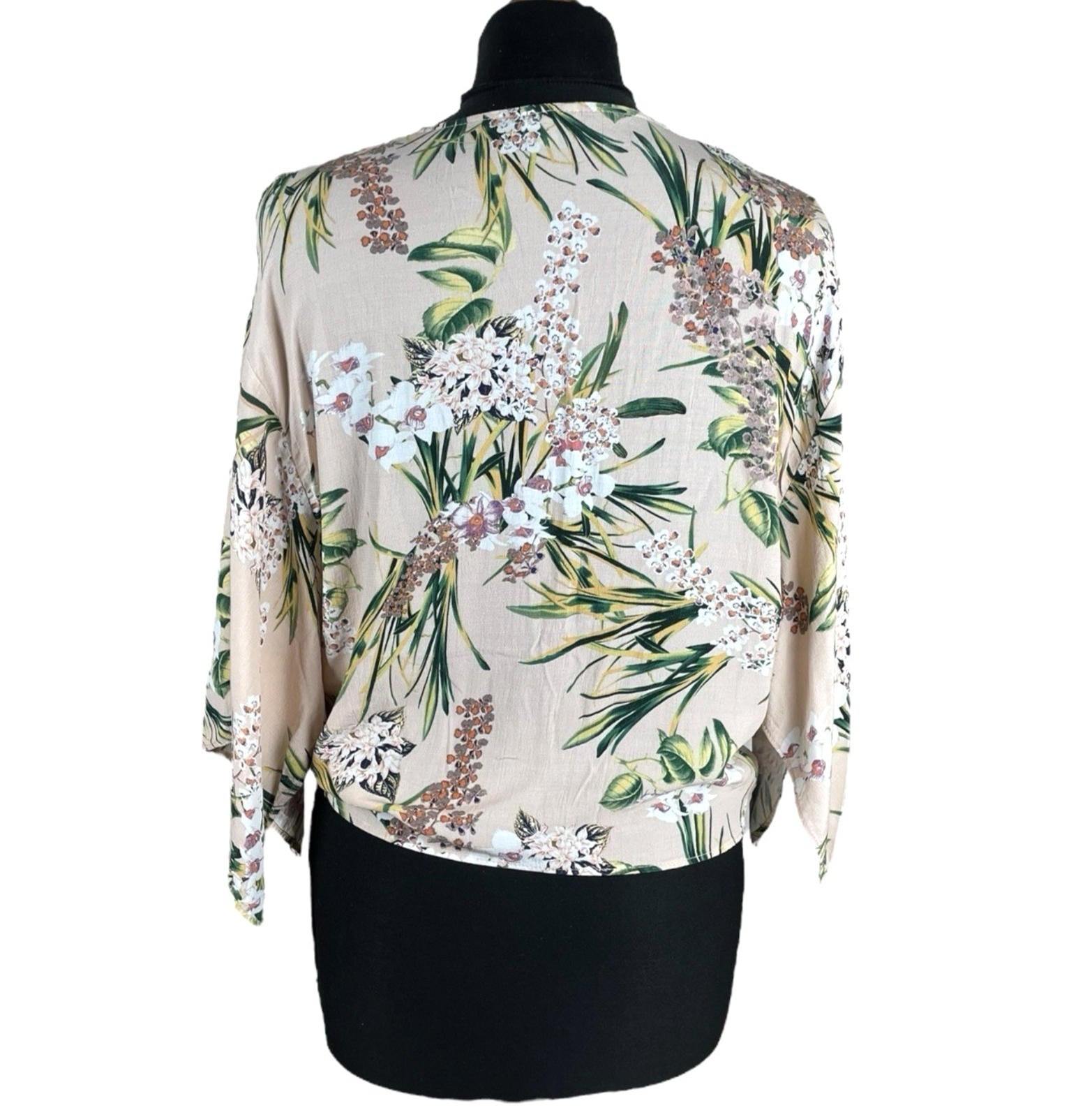 River Island Floral Croptop Tie Front 3/4 Sleeve Pastel Women’s UK Size 12