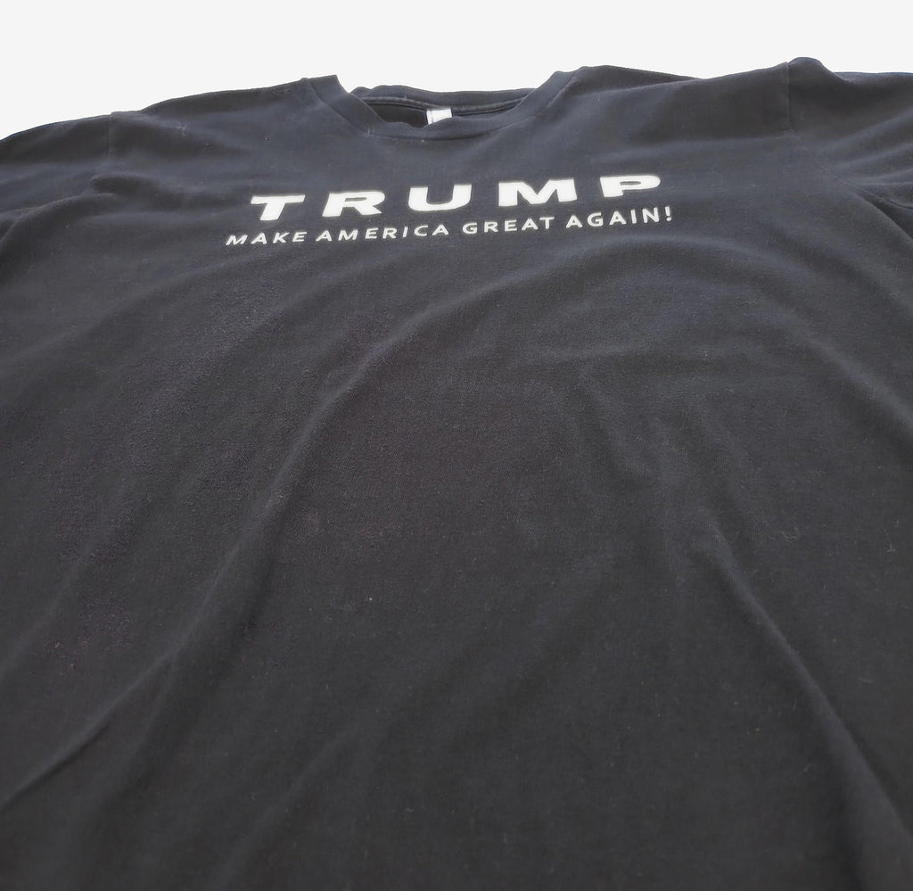 Trump Print T-Shirt Men's UK Size L Black Crew Neck USA Make America Great Again