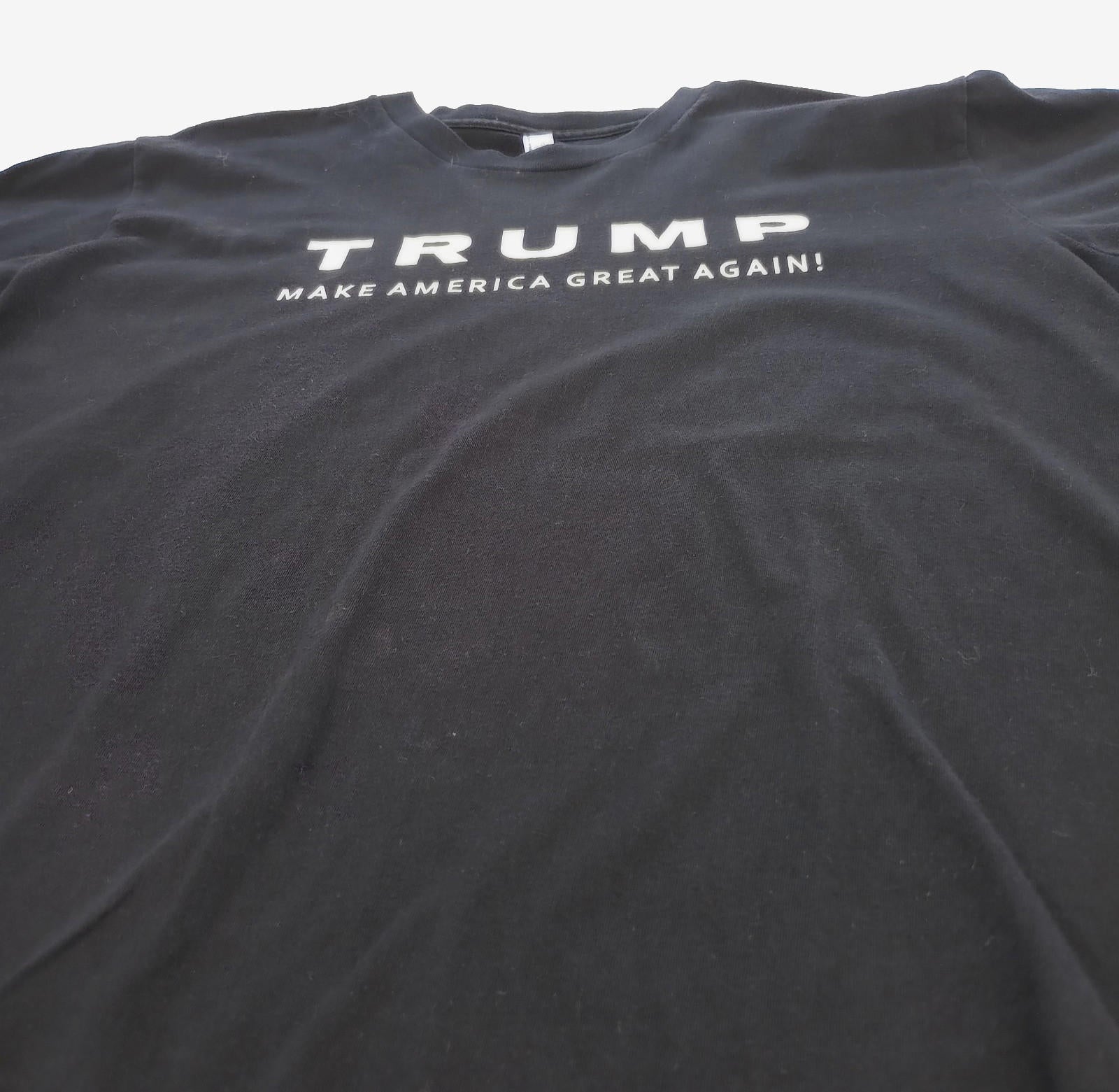 Trump Print T-Shirt Men's UK Size L Black Crew Neck USA Make America Great Again