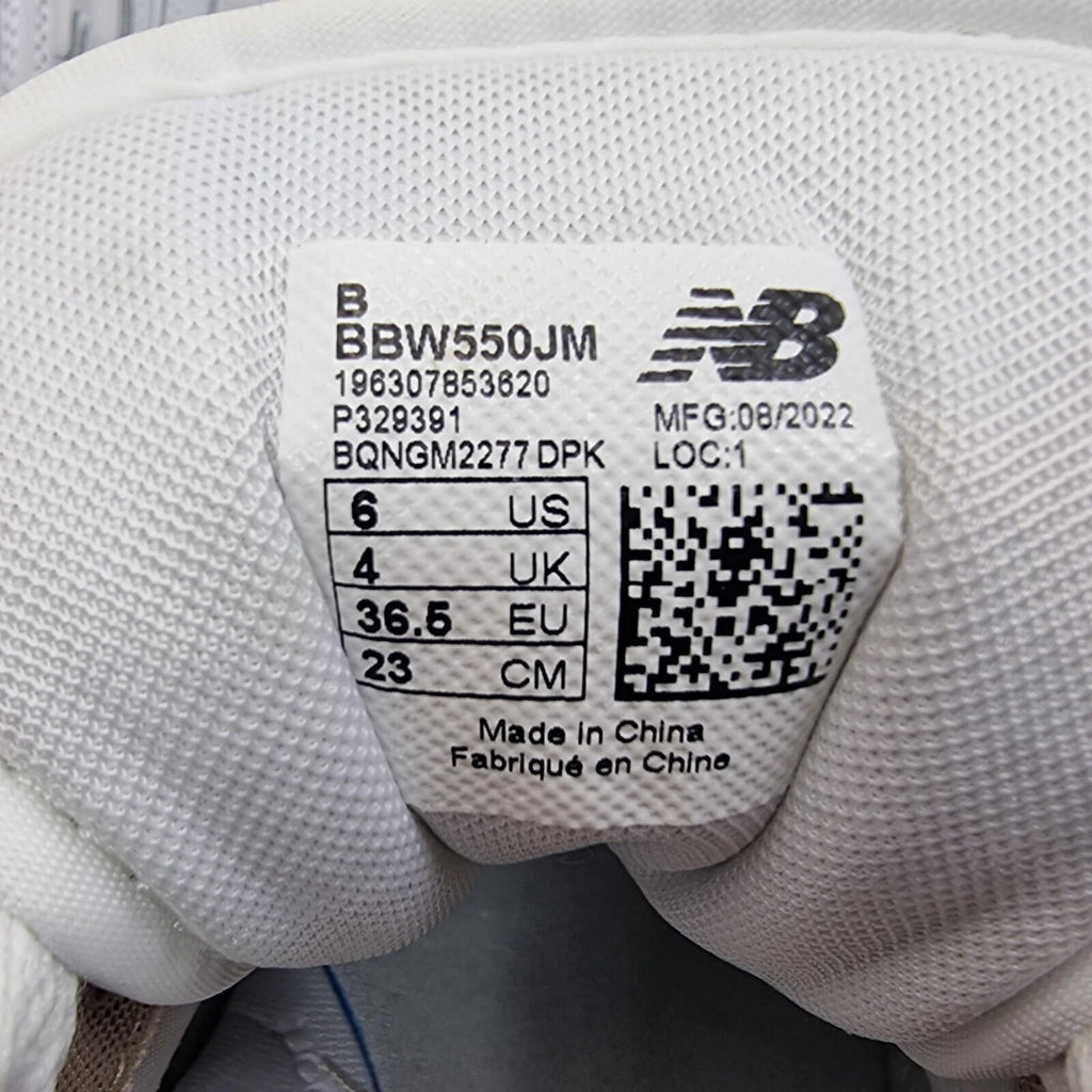 New Balance 550 Trainers Women's UK Size 4 White Tan Synthetic Leather