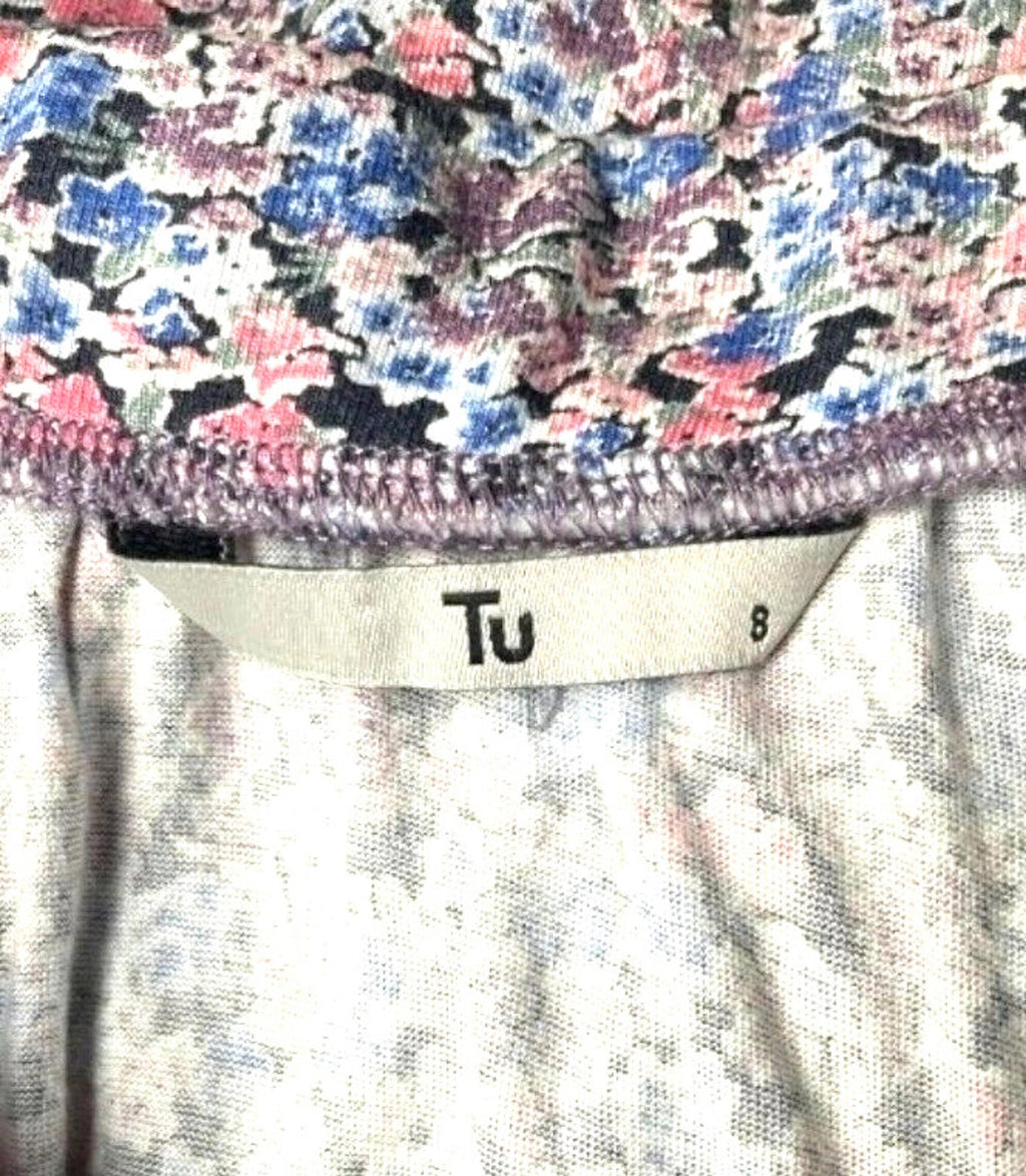TU Ditsy Pleated Midi Skirt Women's UK Size 8 Colourful Floral Elasticated Waist