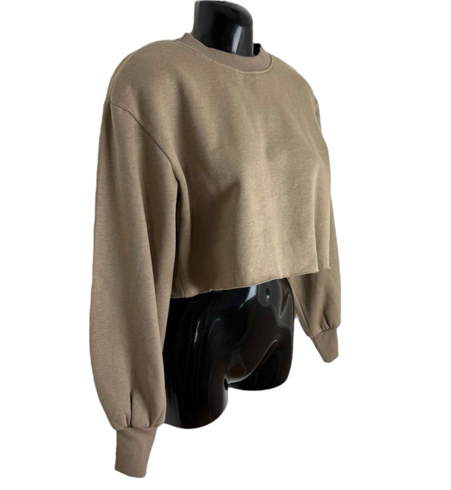 Divided Sweater Women's UK Size XS Light Brown Jersey Top Cropped Crew Neck