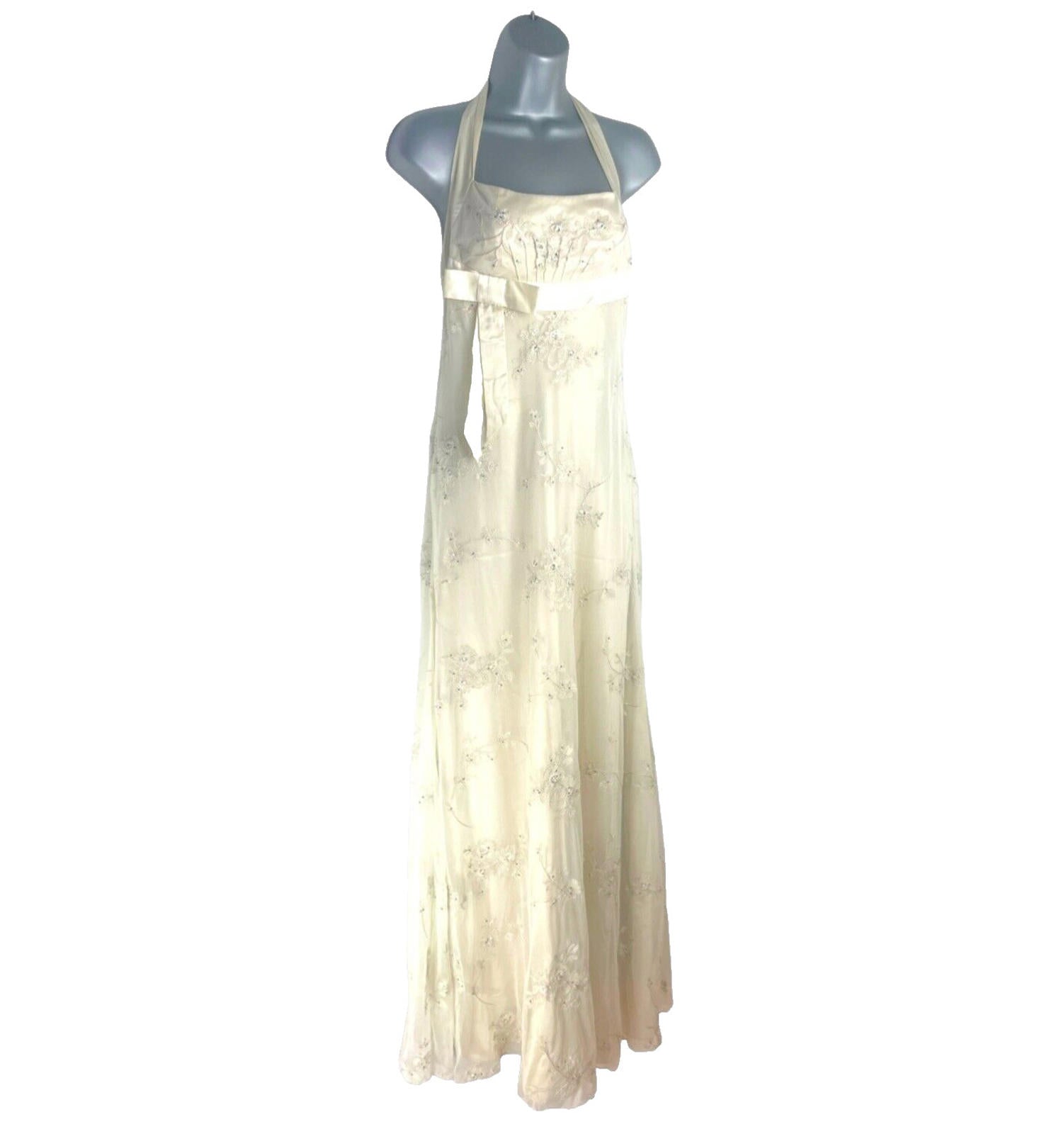 Monsoon Bridal Dress Hand Beaded Lined Halterneck Women’s UK Size 8