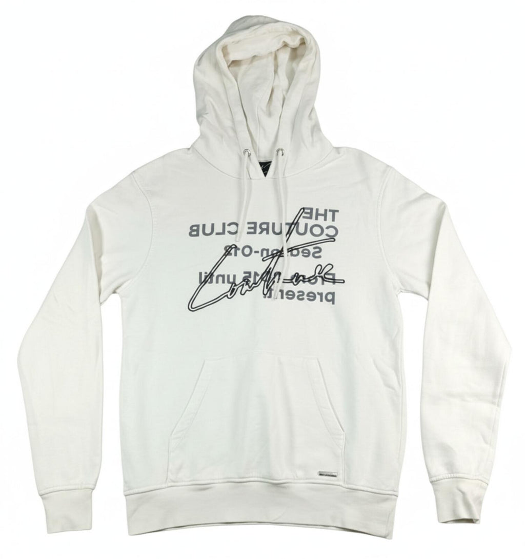 The Couture Club Hoodie Men's UK Size S White Jersey  Pockets Logo Embroidered