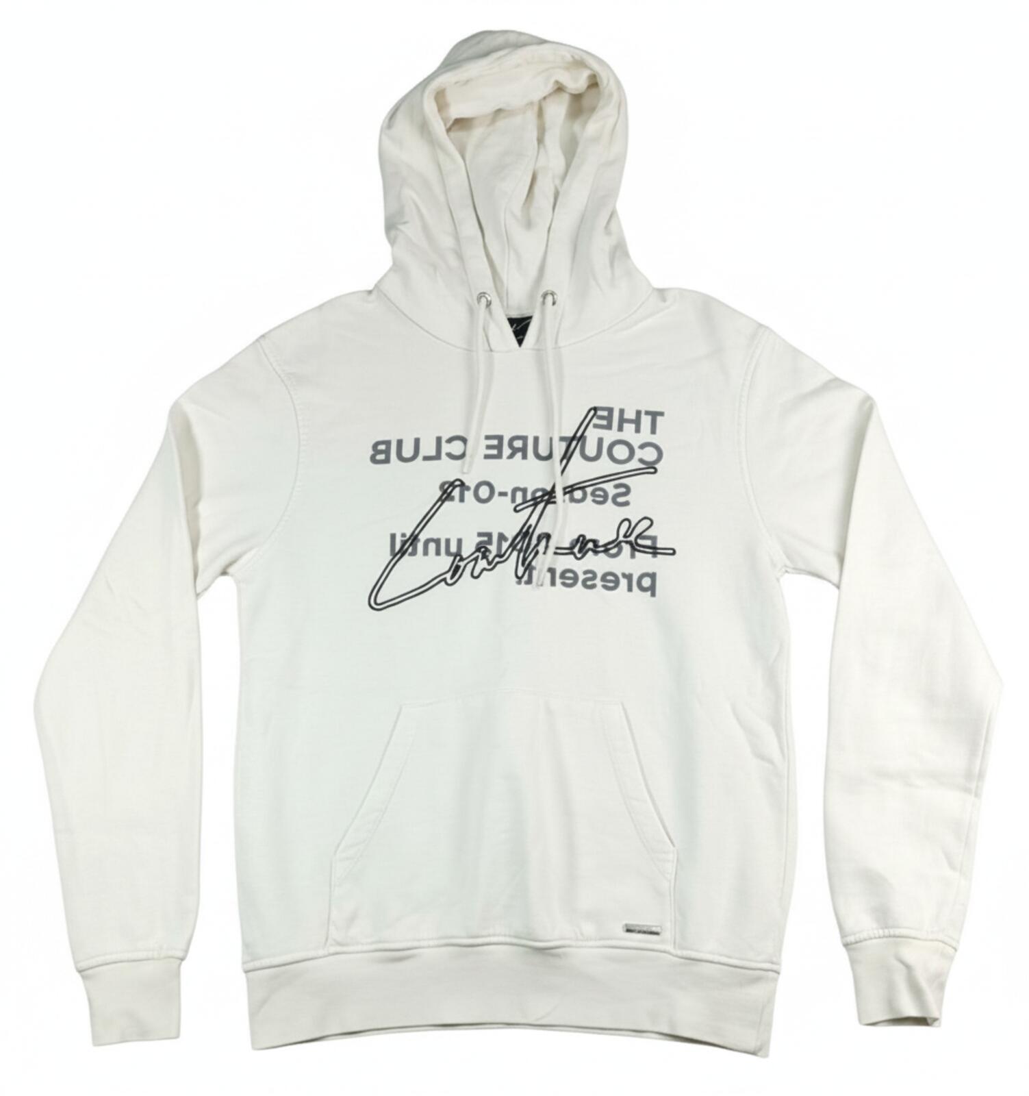 The Couture Club Hoodie Men's UK Size S White Jersey  Pockets Logo Embroidered