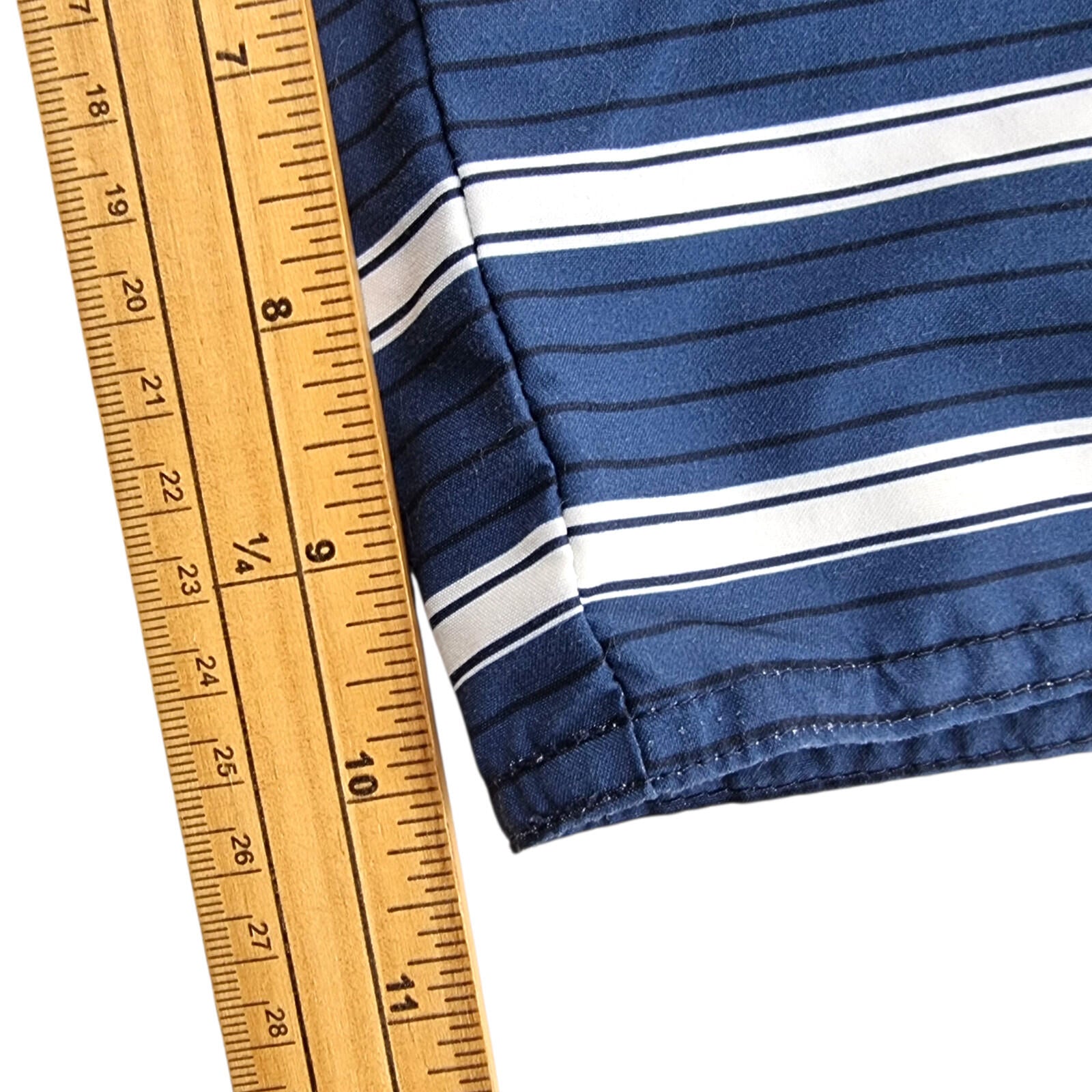 Decathlon Swim Shorts Men's UK Size M Blue White Red Striped Mesh Lined Pockets