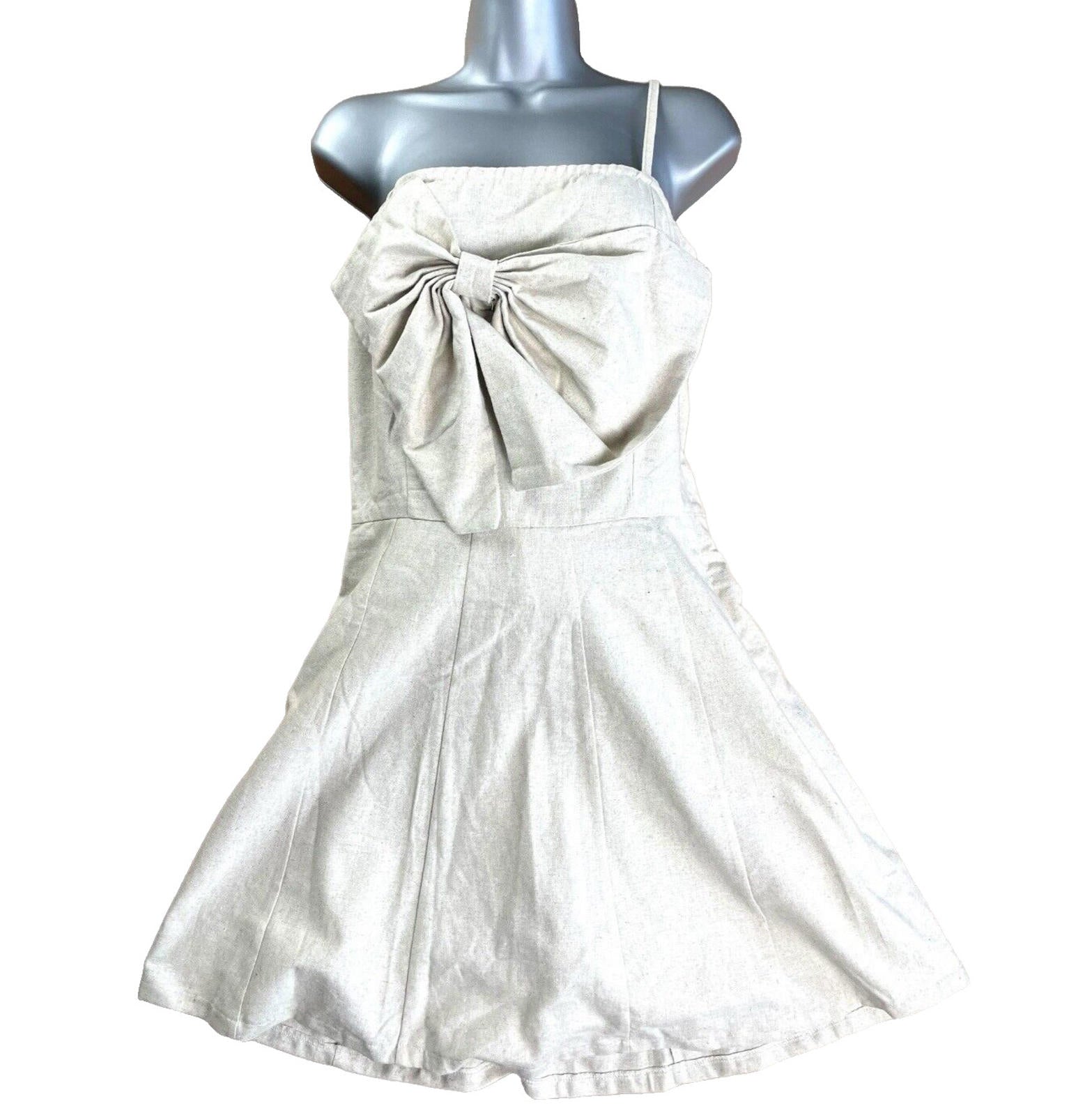 Linen Playsuit Skort Skirt Shorts Big Bow Detail Women’s UK Size 8