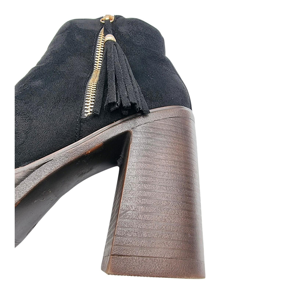 Krush Ankle Boots Black Block Heel Faux Suede Women's UK Size 7