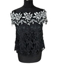 Topshop Black White Floral Lace Tank Top Strapping Sleeve Women’s UK Size 10