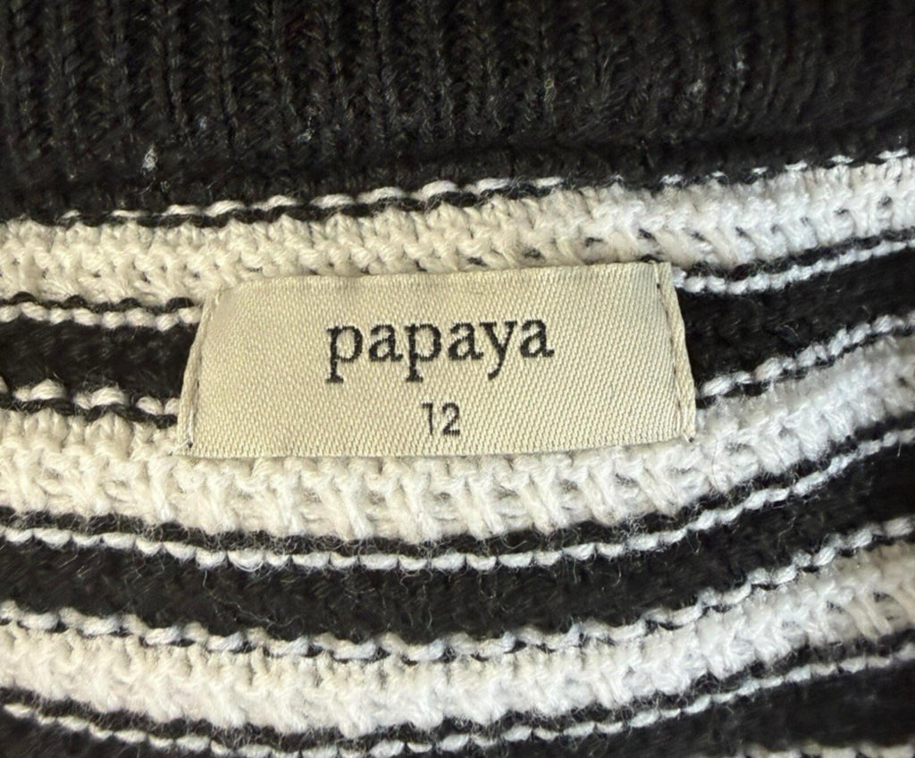 Papaya Off Shoulder Knit Top Women’s UK Size 12 Stripe Black White