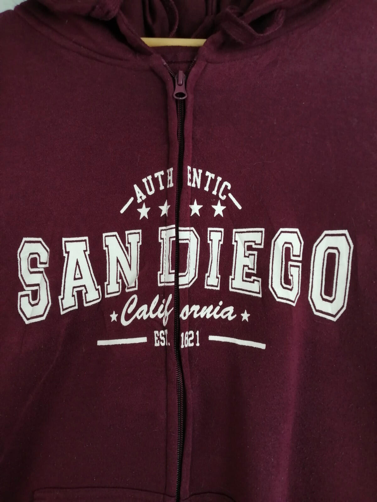 San Diego Zip Hoodie Men's UK Size XXL Red Jersey Hooded Jacket Pockets Sports