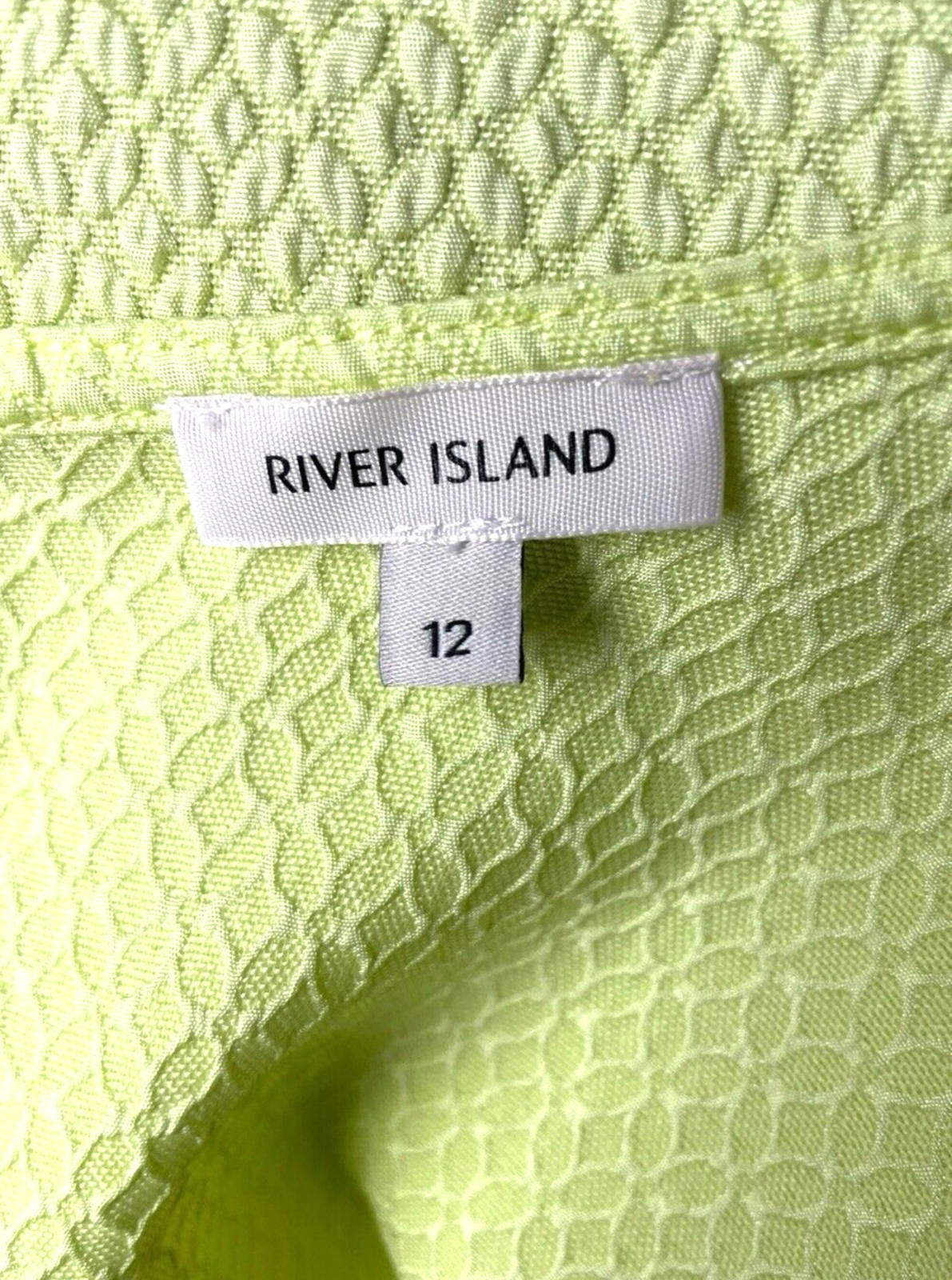 River Island Neon Yellow Tank Top Cropped Textured Women’s UK Size 12