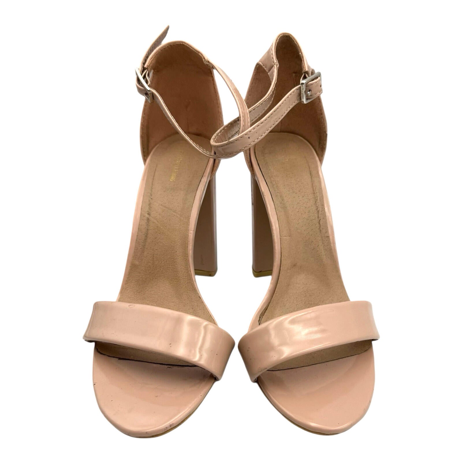 Pretty Little Thing Block Heel Shoes Women’s UK Size 4 Open Toe Nude
