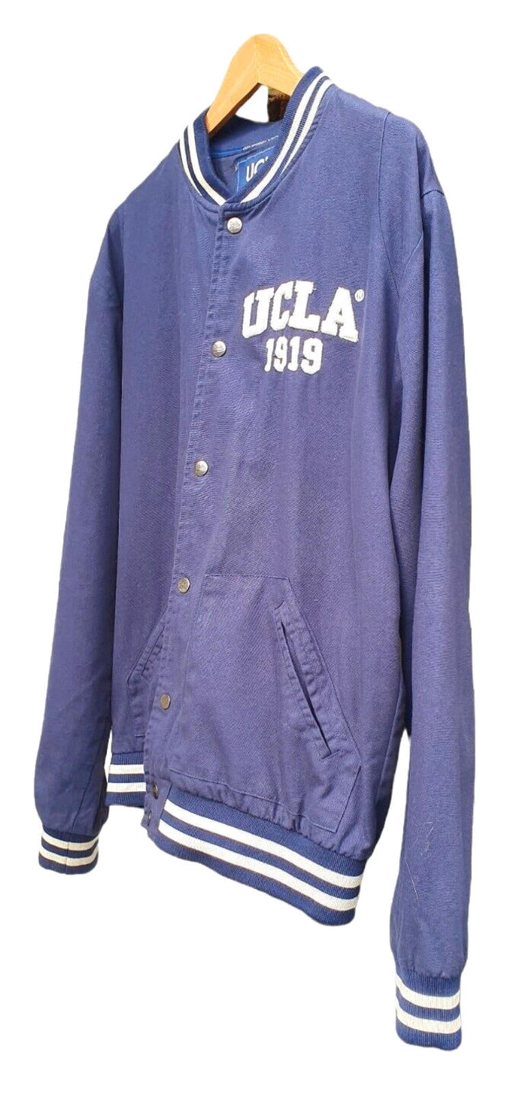 Varsity Jacket Coat Blue 100% Cotton Men's UK Size Large