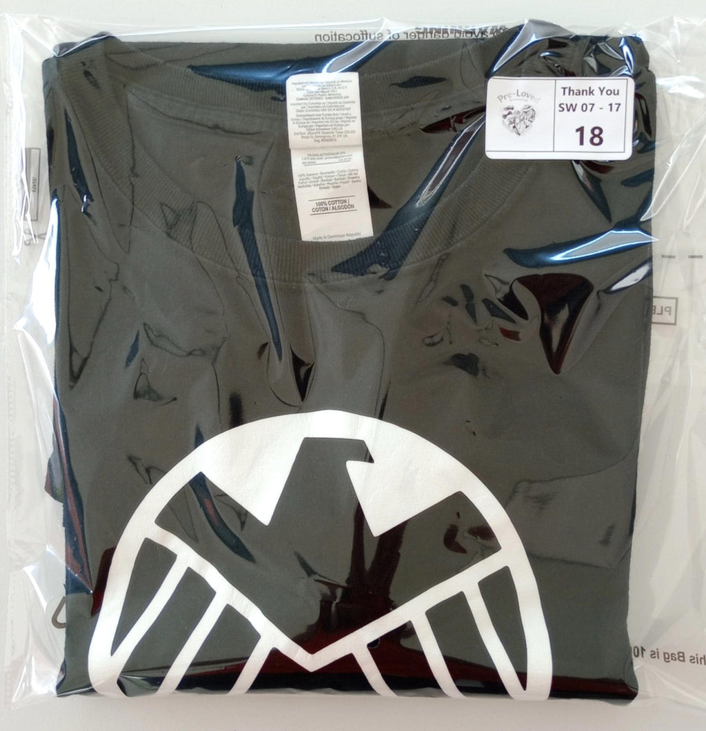 Graphic Print T-Shirt Men's UK Size XL Black Crew Neck 100% Cotton S.H.I.E.L.D.