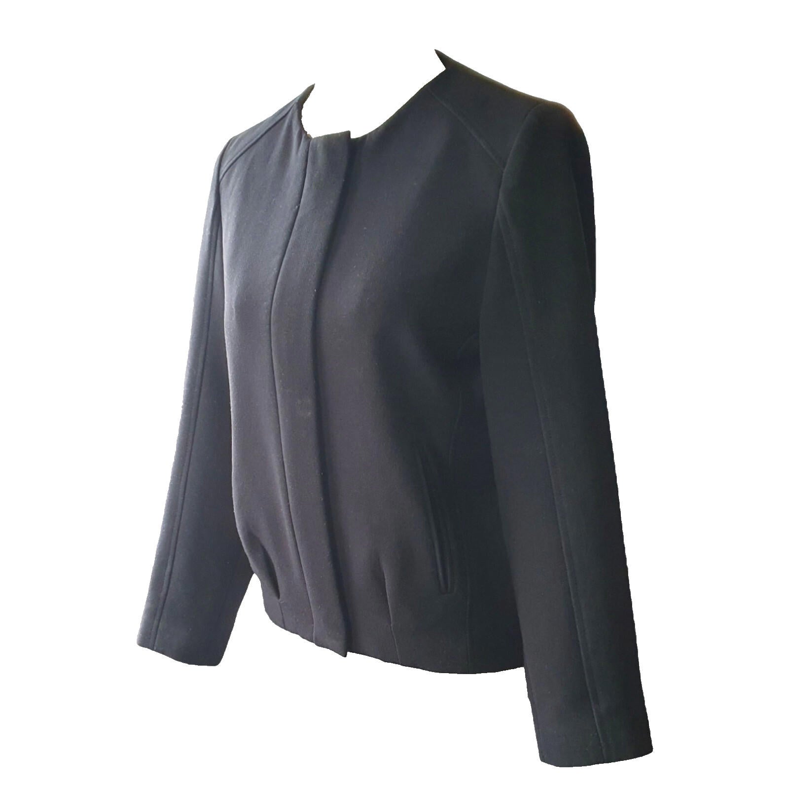 Top Shop Black Crop Jacket Pockets Zip Front Women's UK Size 8
