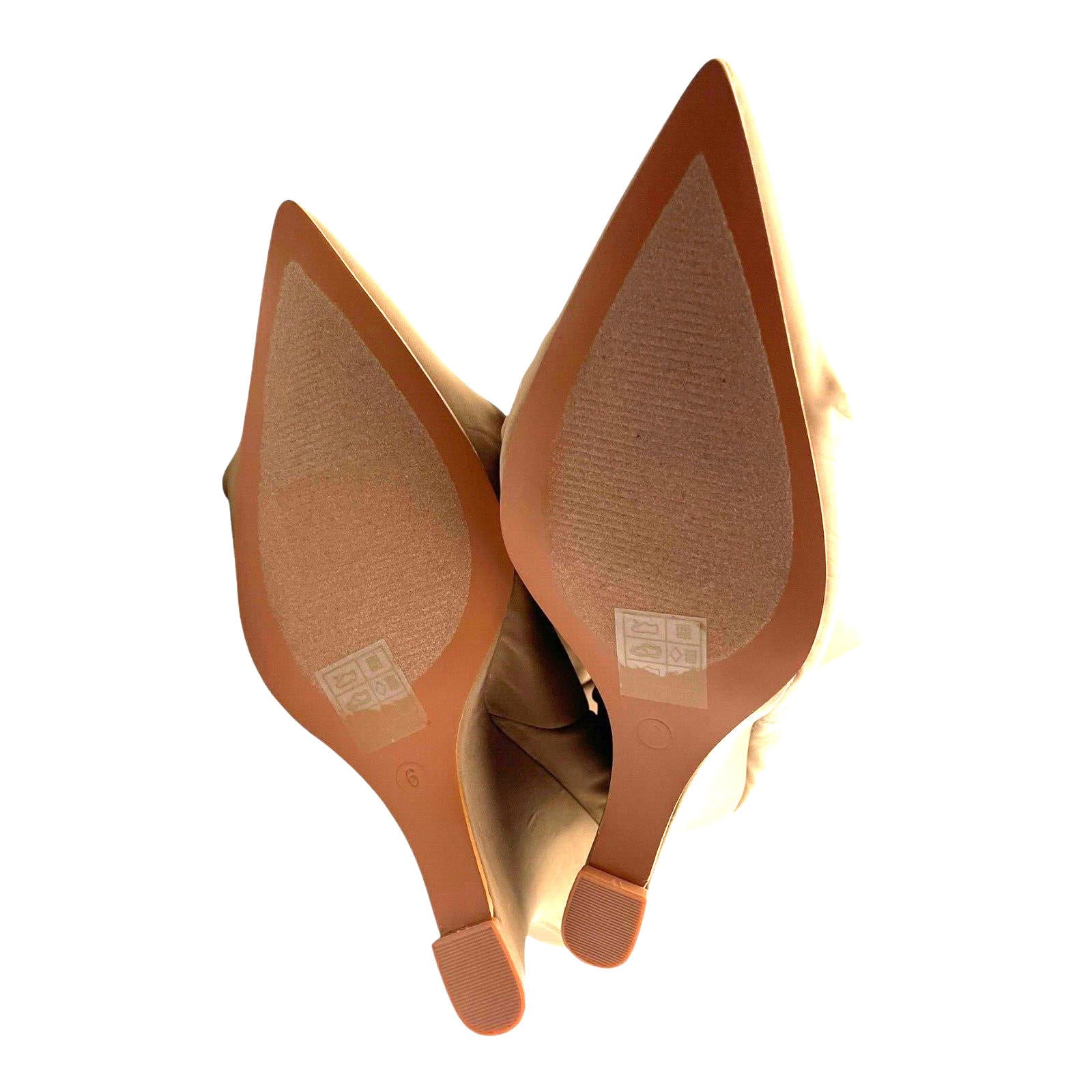 Pretty Little Thing Tan Sock Boots Ruffle Wedged Women’s UK Size 6