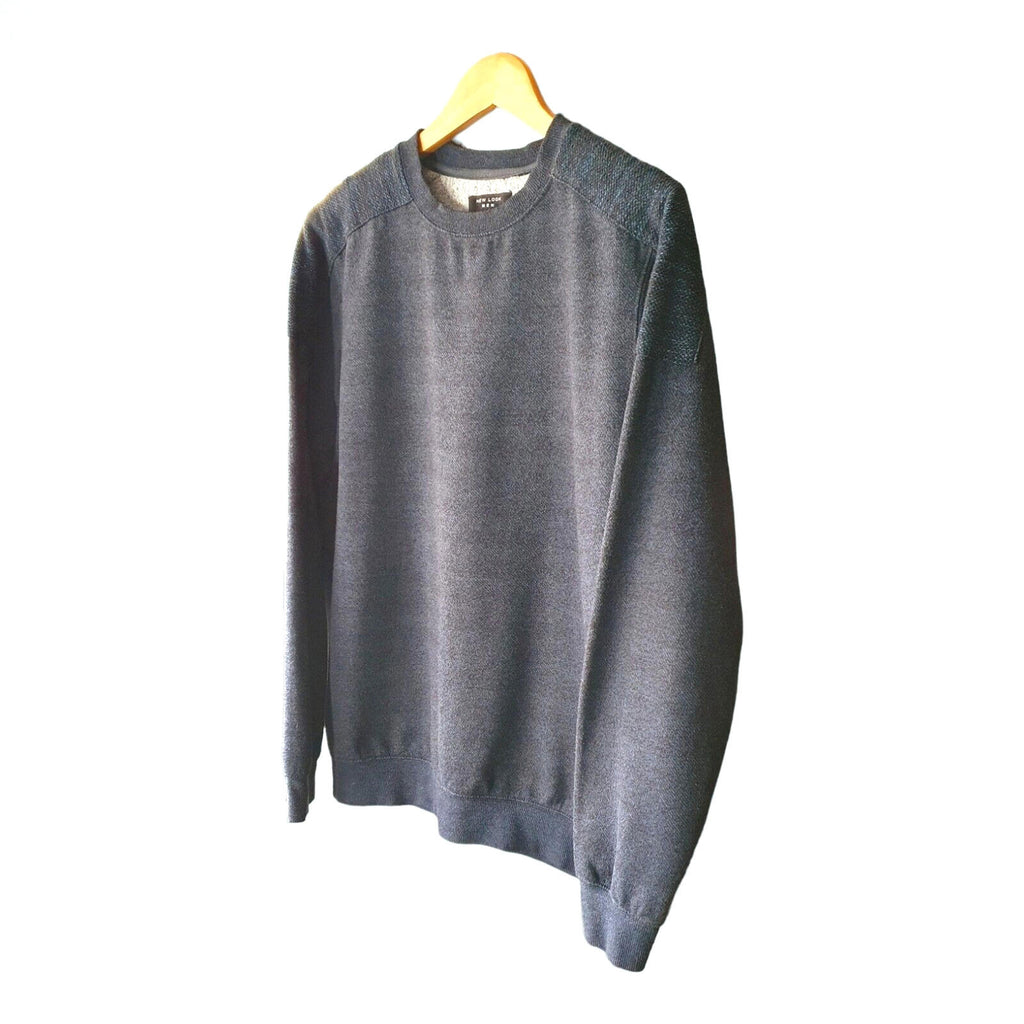 New Look Jumper Crew Neck Sweatshirt Grey Stripe Men's UK Size M