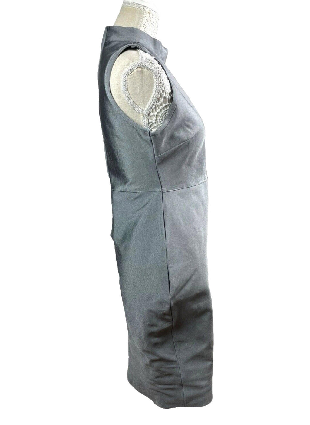 Missguided Silver Shimmer Midi Dress Shaping High Neck Women’s UK Size 12