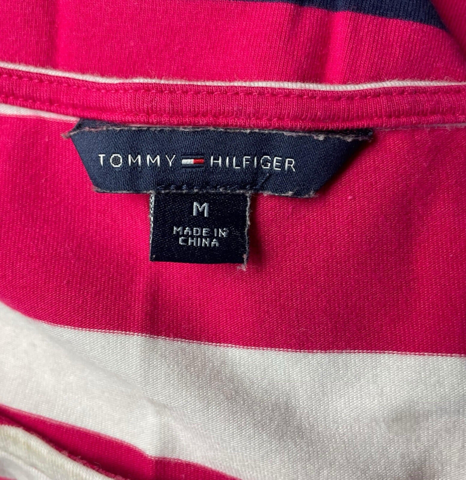 Tommy Hilfiger T-Shirt Dress Women’s UK Size M Striped Knee Length Pink